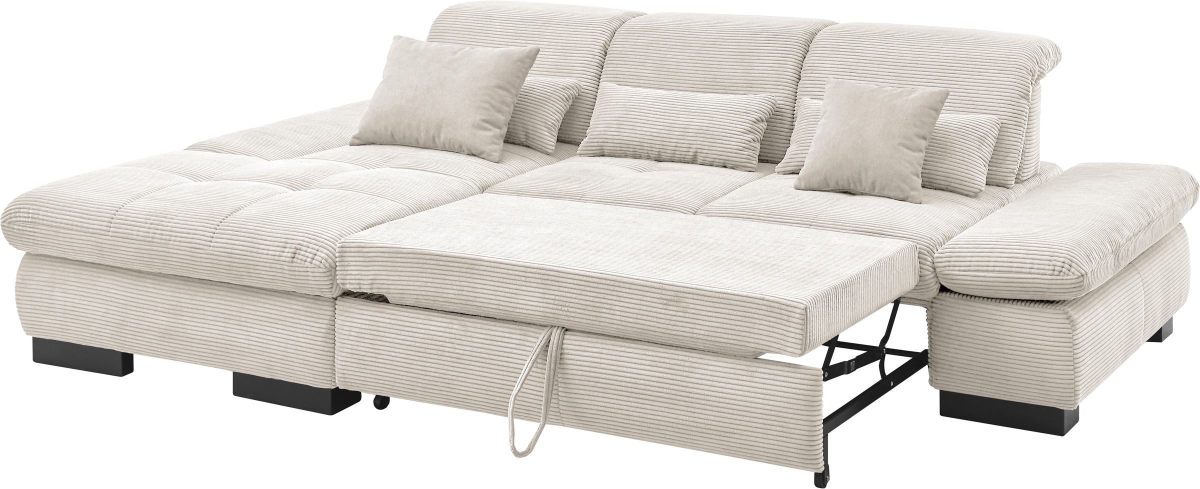 set one by Musterring Ecksofa »SO4100 V«, mit verstellbaren Kopfteilen, wahlweise mit Funktionen, Cord-Bezug