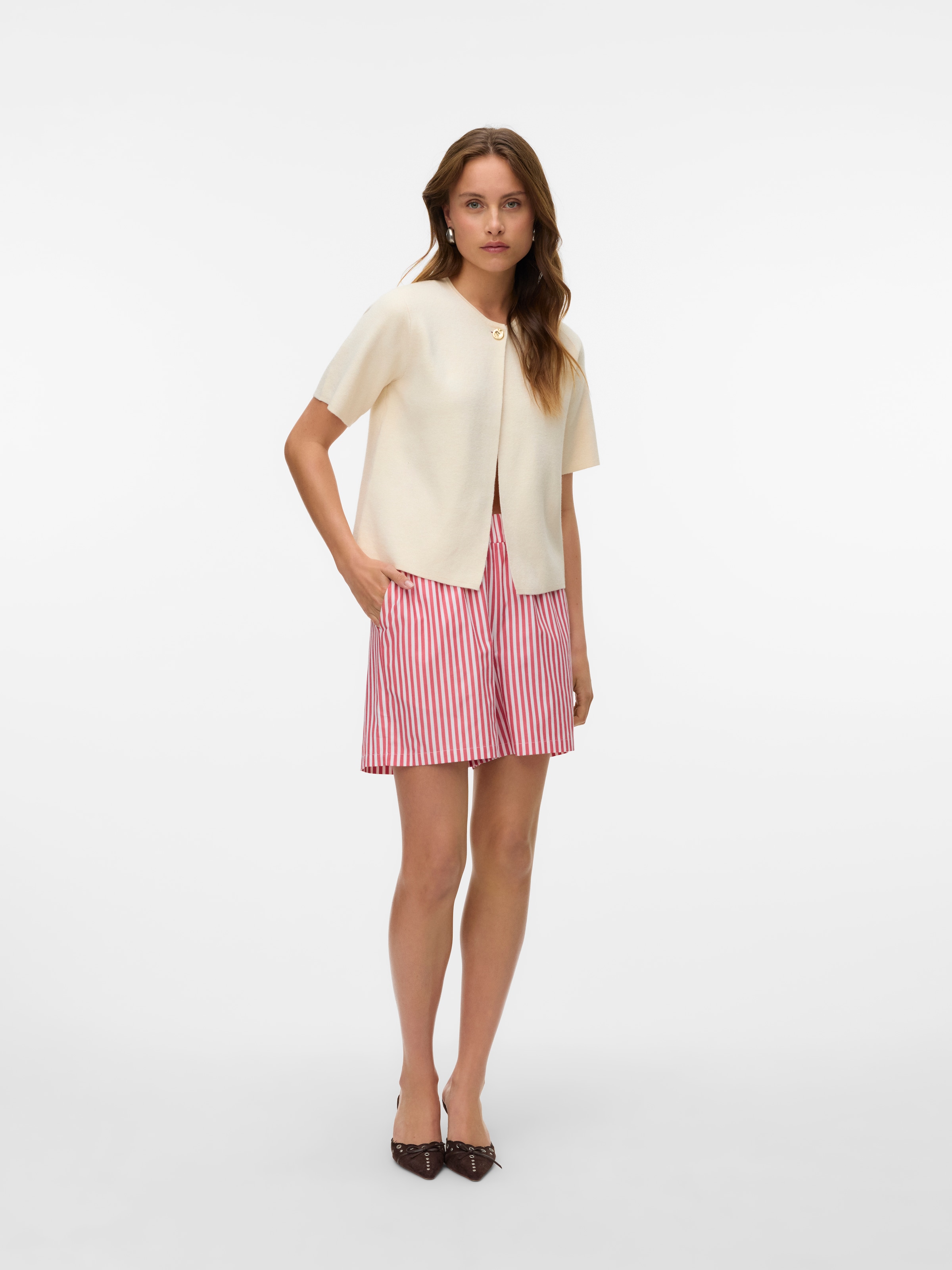 Vero Moda Strickjacke »VMGOLD SS O-NECK ONE BUTTON CARDIGAN«