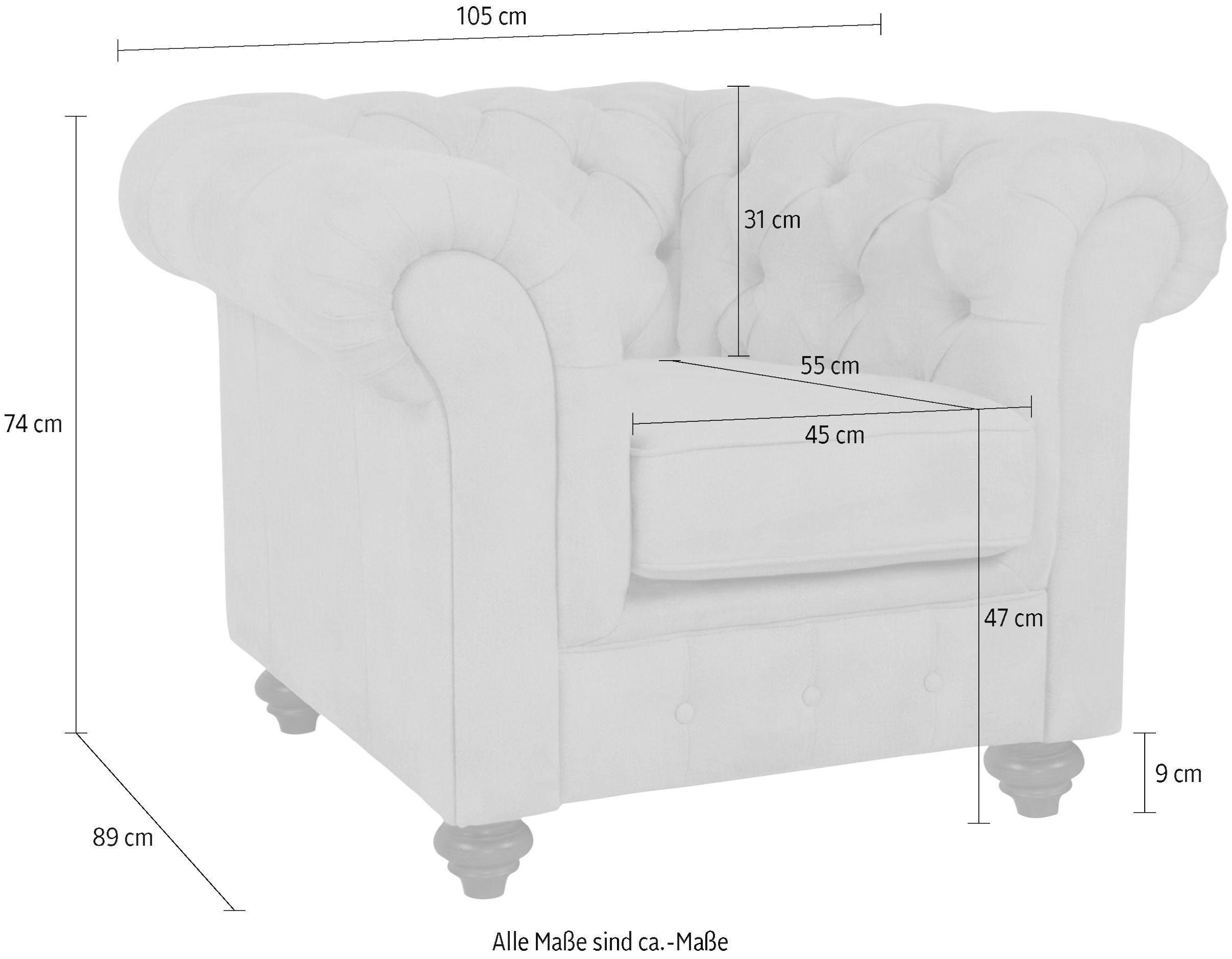 Home affaire Sessel »Duc Chesterfield«, hochwertige Knopfheftung im Rücken, Samtoptik mit changierender Optik