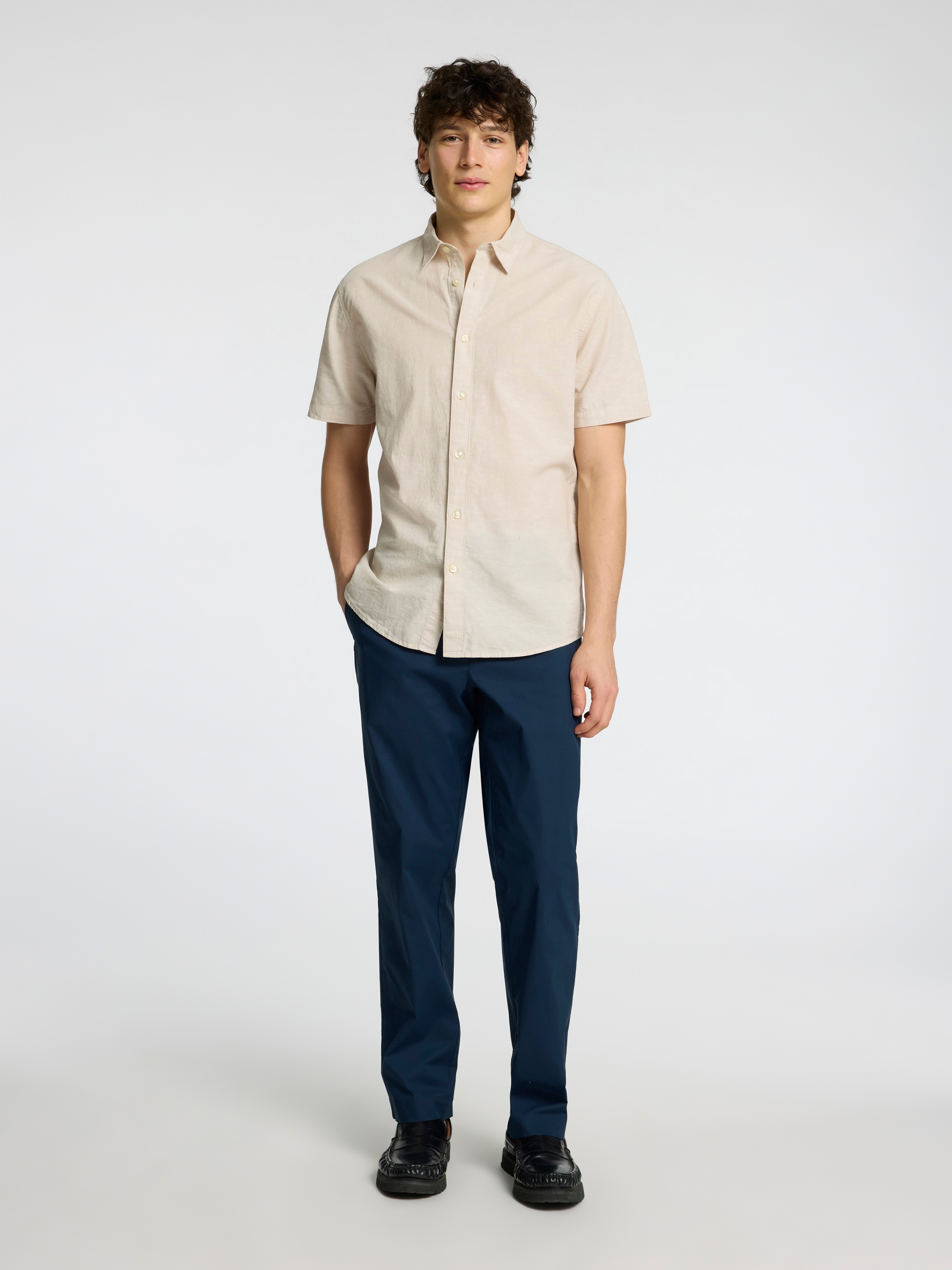 SELECTED HOMME Kurzarmhemd »SLHREG-SUN SHIRT SS NOOS«, mit Leinen