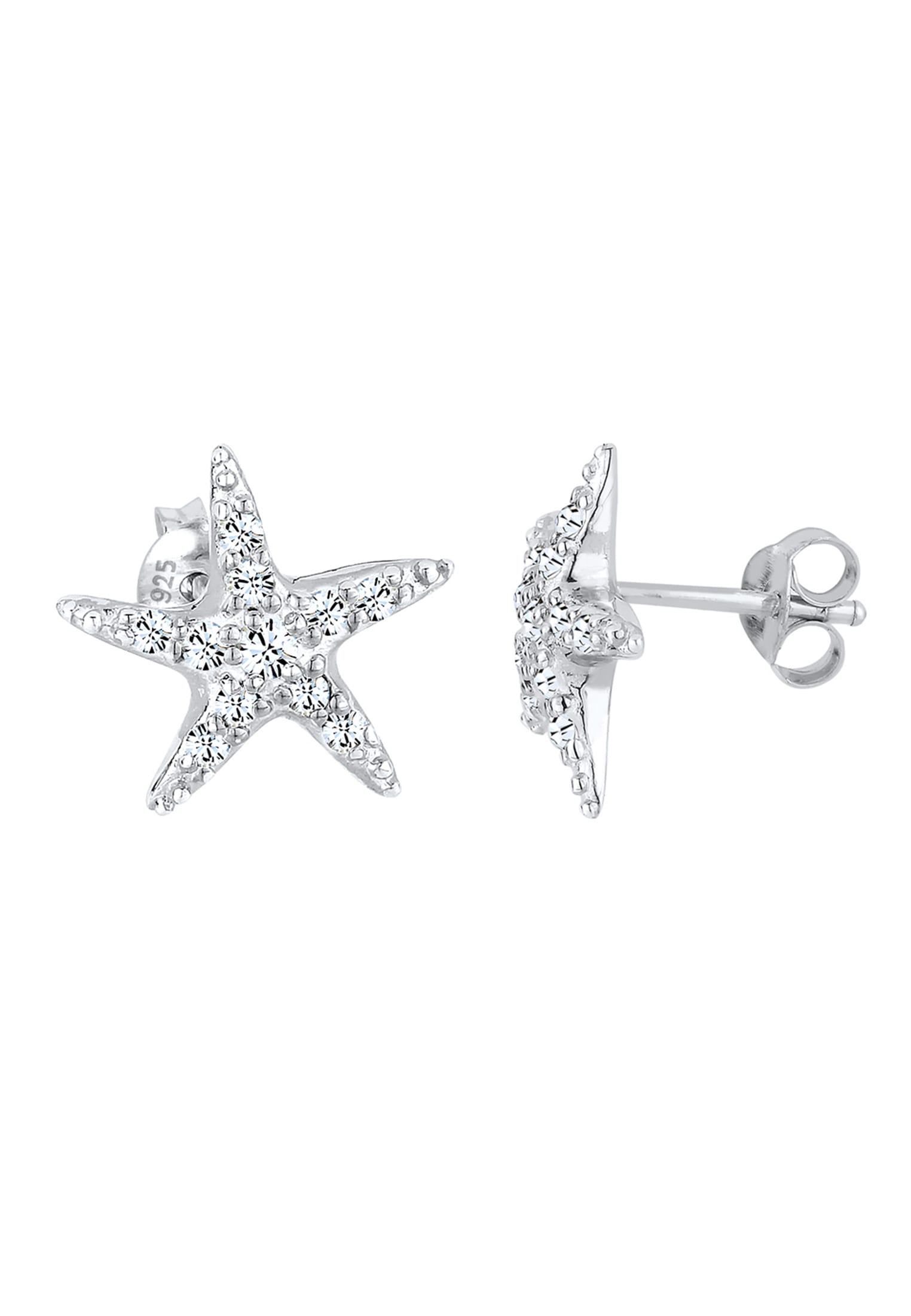 Elli Paar Ohrstecker »Seestern mit Kristalle funkelnd 925 Sterling Silber«