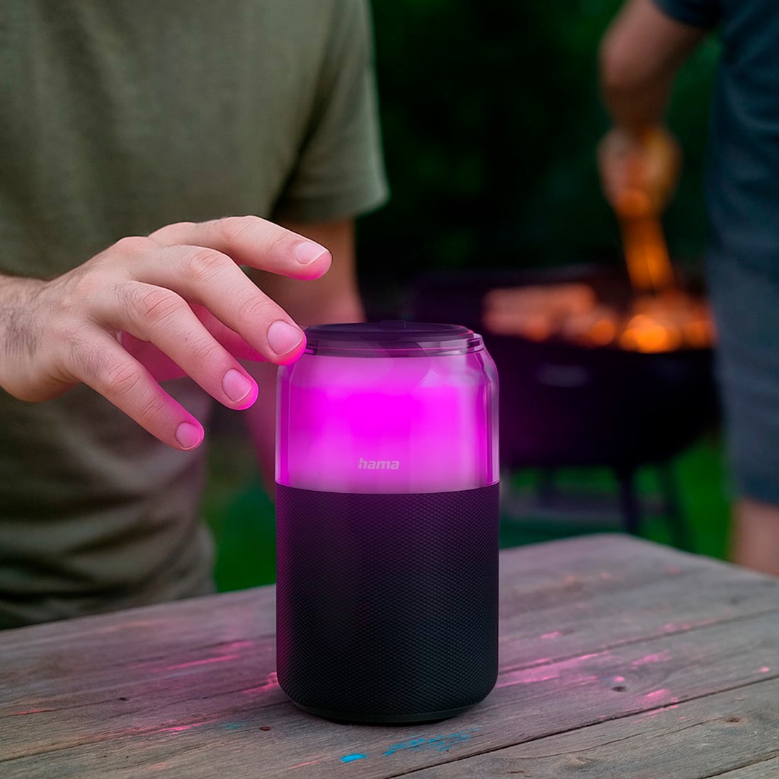 Hama Bluetooth-Lautsprecher »Bluetooth-Lautsprecher mit LED-Licht und True Wireless« ( ) LED-Lichtmodi, True Wireless Stereo, USB-A, Akku, Hängeschlaufe