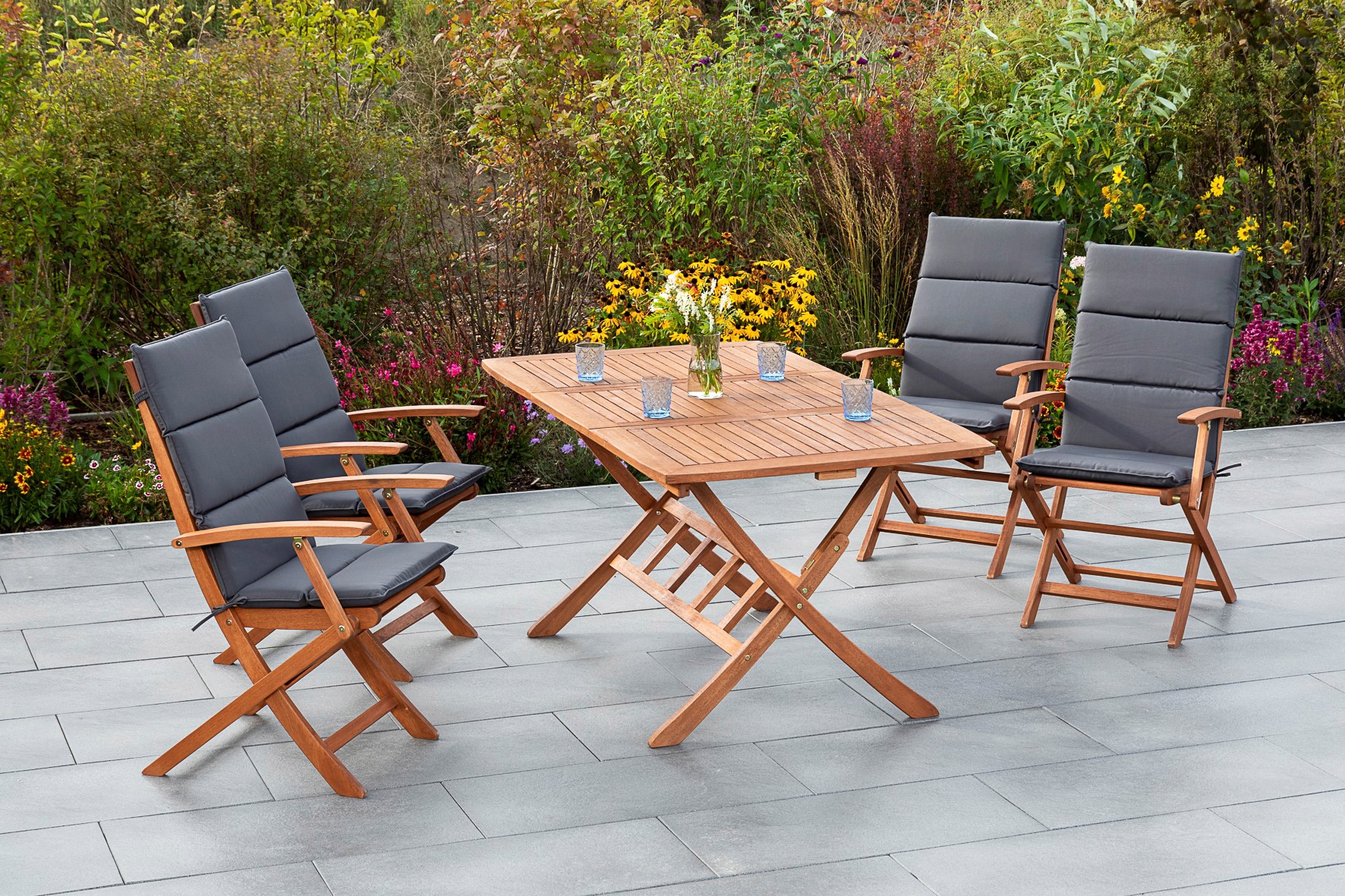 MERXX Garten-Essgruppe »Comodoro«, (5 tlg.), 4 Klappsessel mit ausziehbarem Tisch kaufen