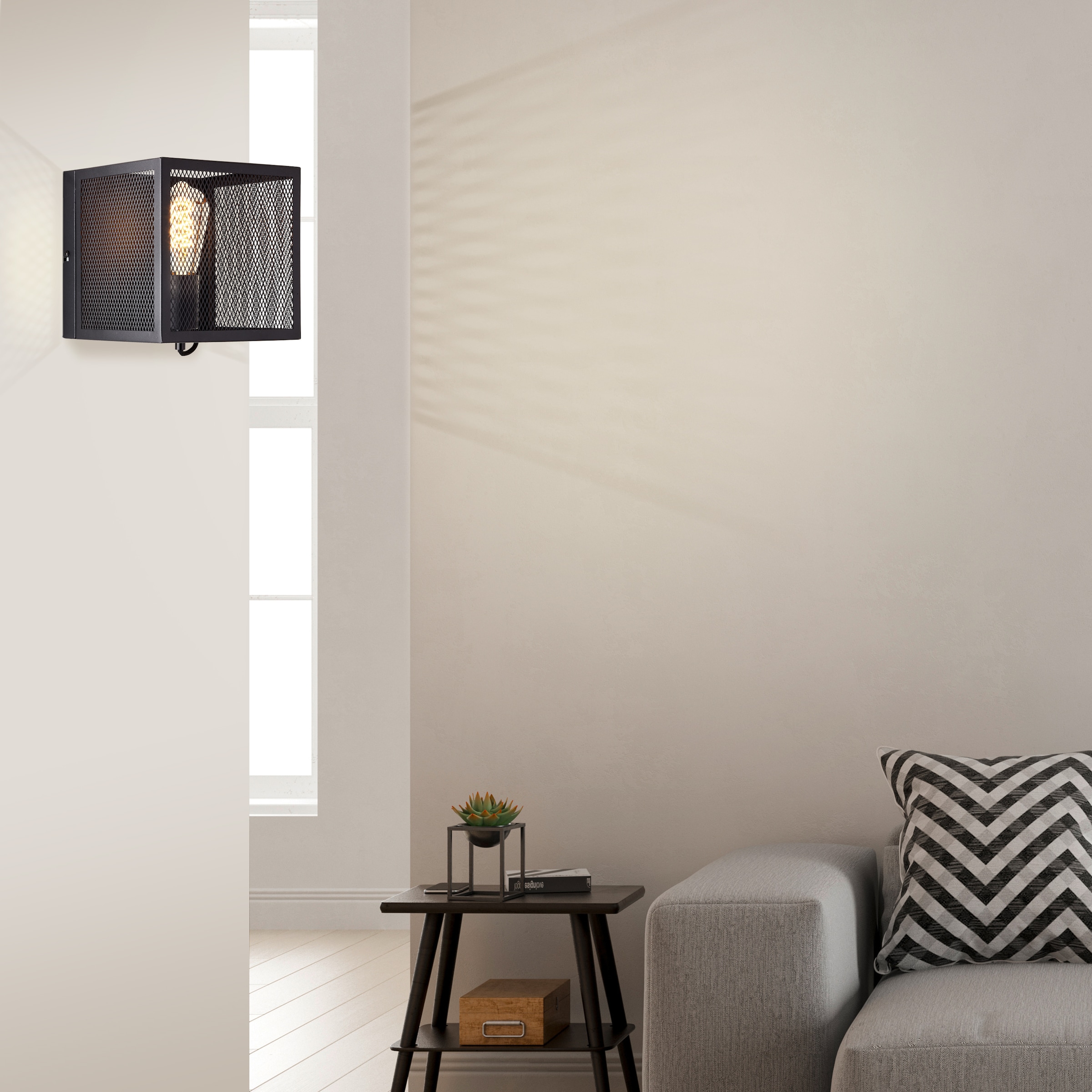 Brilliant Wandleuchte »Maze« E27 1 Stk. 20 x 20 x 20 cm, E27, Metall, schwarz korund