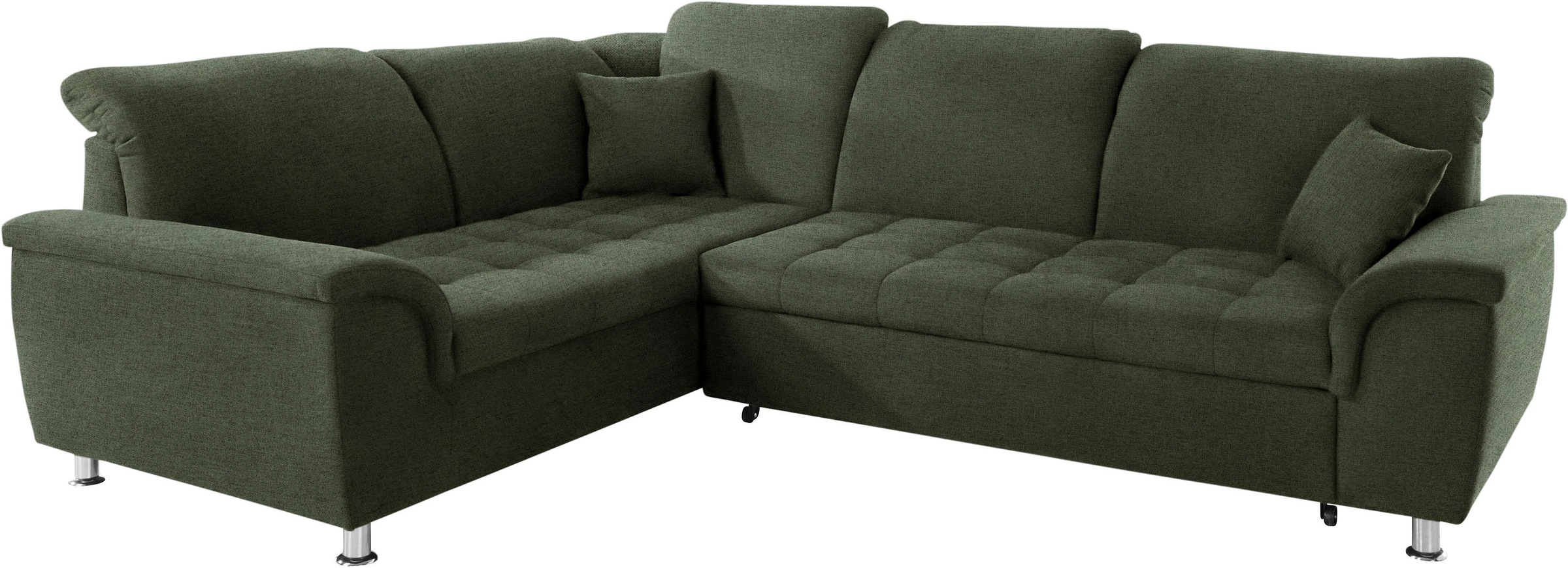 DOMO collection Ecksofa »Franzi, zeitlos und elegant, moderne Sitzheftung, L-Form«, wahlweise mit Kopfteilverstellung (dann Breite: 275 cm)