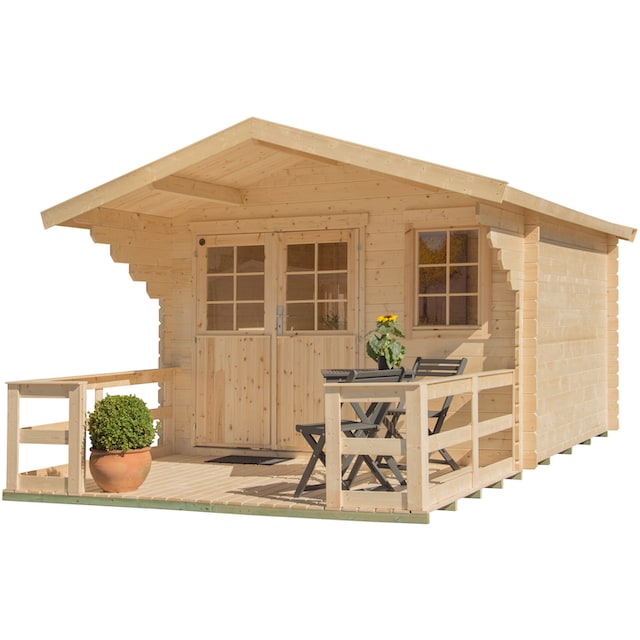 und Terrasse, (Set, Vordach online mit 2«, Fußboden) Gartenhaus kaufen »Kallenberg Kiehn-Holz