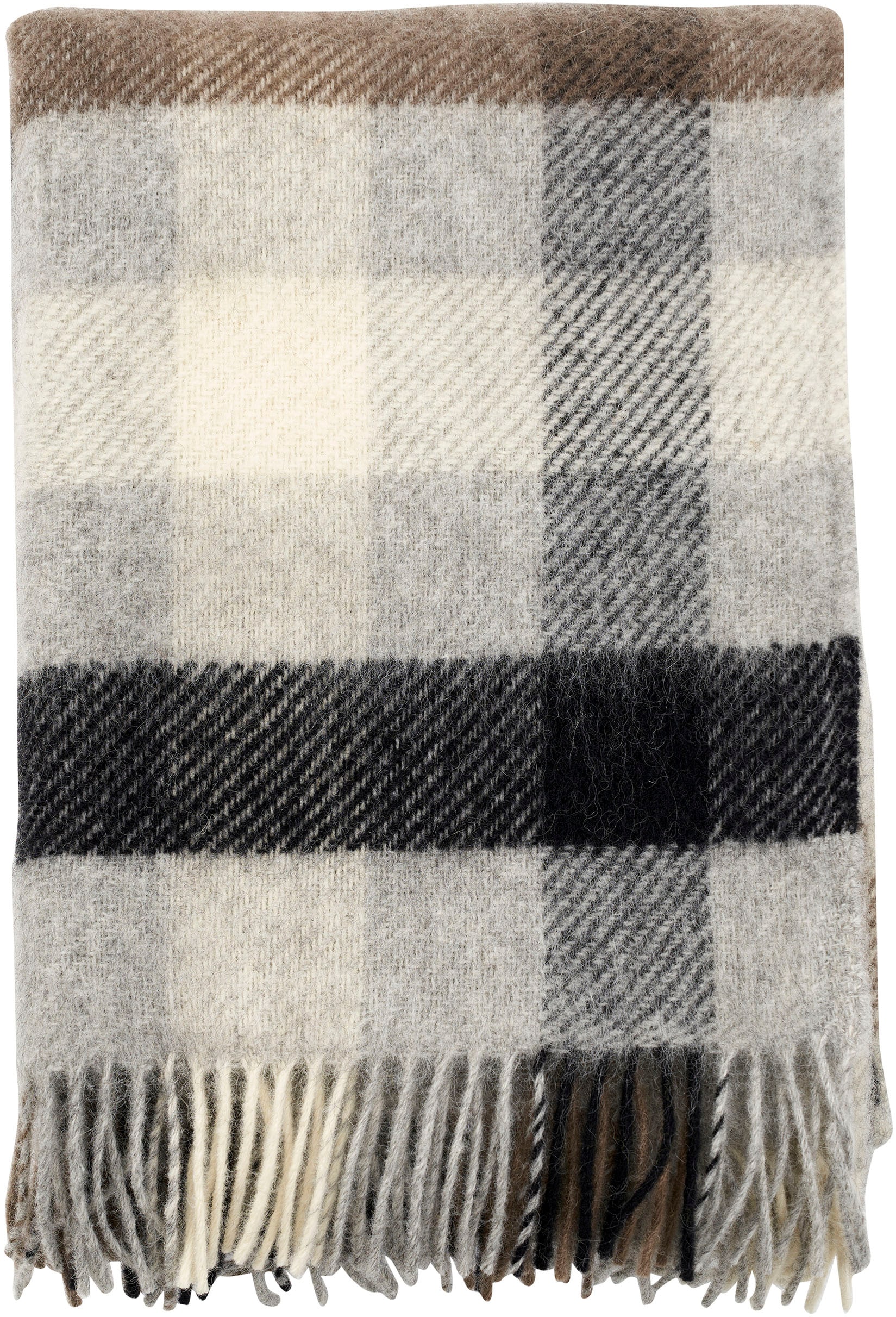Heitmann Felle Wolldecke reine Wolle, 130x200 cm, kariert oder uni, mit Fransen, Wohnzimmer