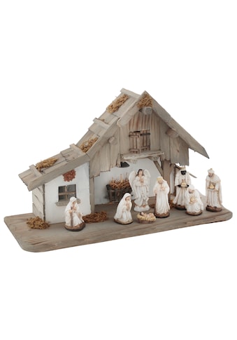 Krippe »Weihnachtsdeko«, (Set, 9 tlg.), aus Holz mit LED-Laterne, inklusive...