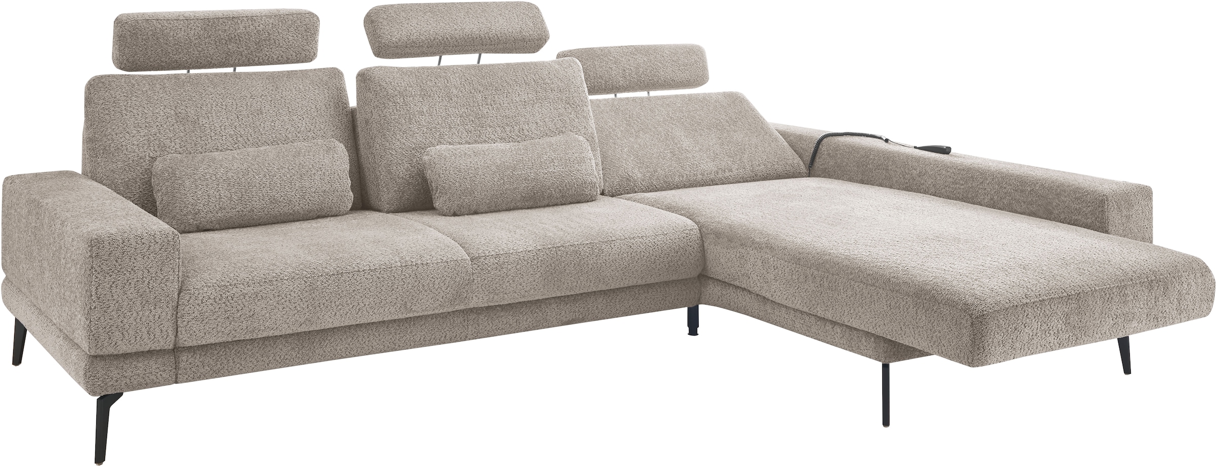 set one by Musterring Ecksofa »SO 3600, inkl motor. Sitztiefenverstellung, Kopfstützen, Nierenkissen«, Sitzhöhe 42 cm, Kaltschaum, Breite 293 x Tiefe 180 cm, Kama stone