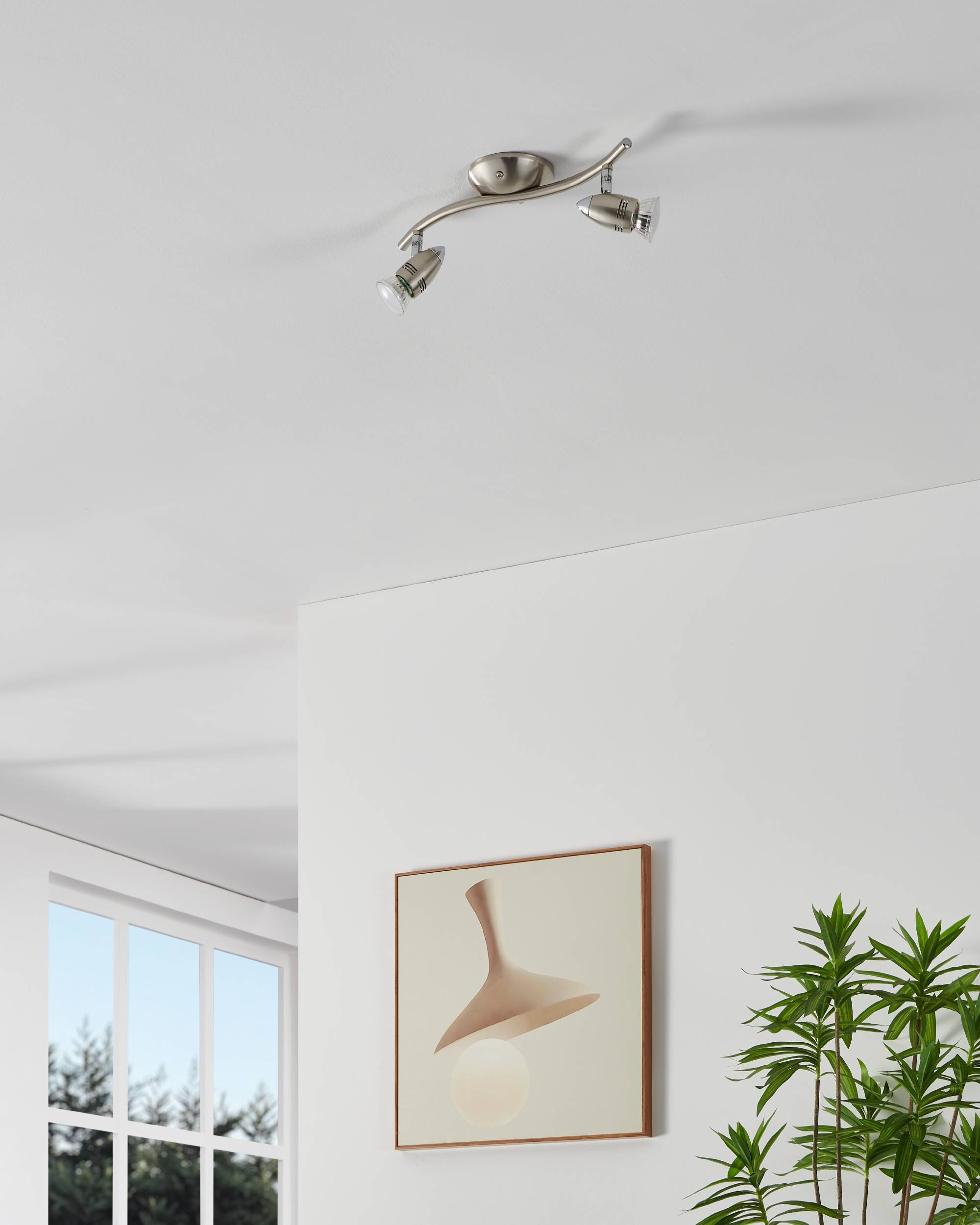 EGLO Deckenleuchte »Magnum-LED Deckenlampe, Deckenstrahler, Wohnzimmerlampe, Metall, GU10« GU10 1 Stk. Warmweiß Spot - L33 x B10,5 cm - nickel-matt, chrom - 2X2,8W inkl.