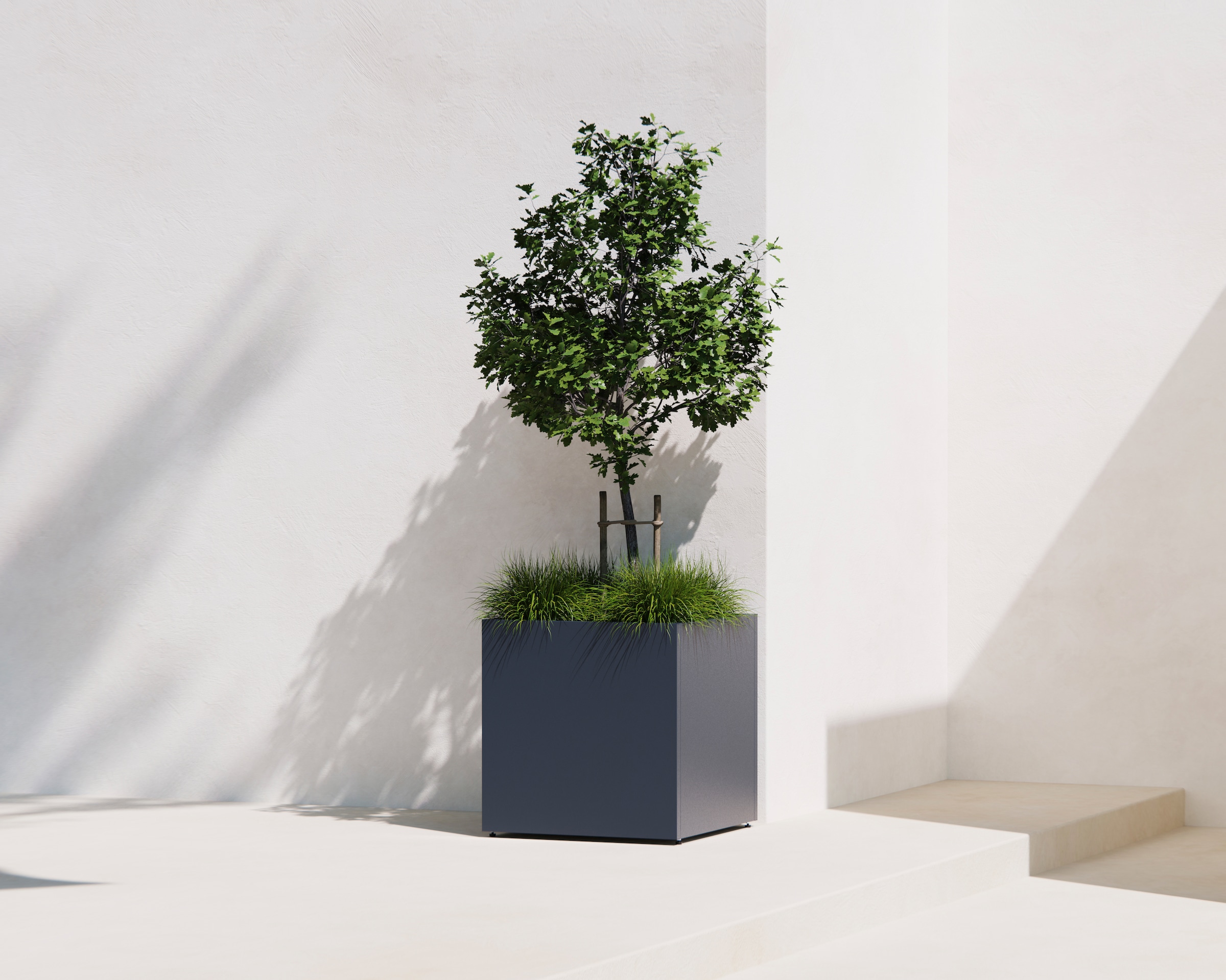 Herstera Garden Blumenkasten, aus Stahl, 50x50x50 cm, anthrazit