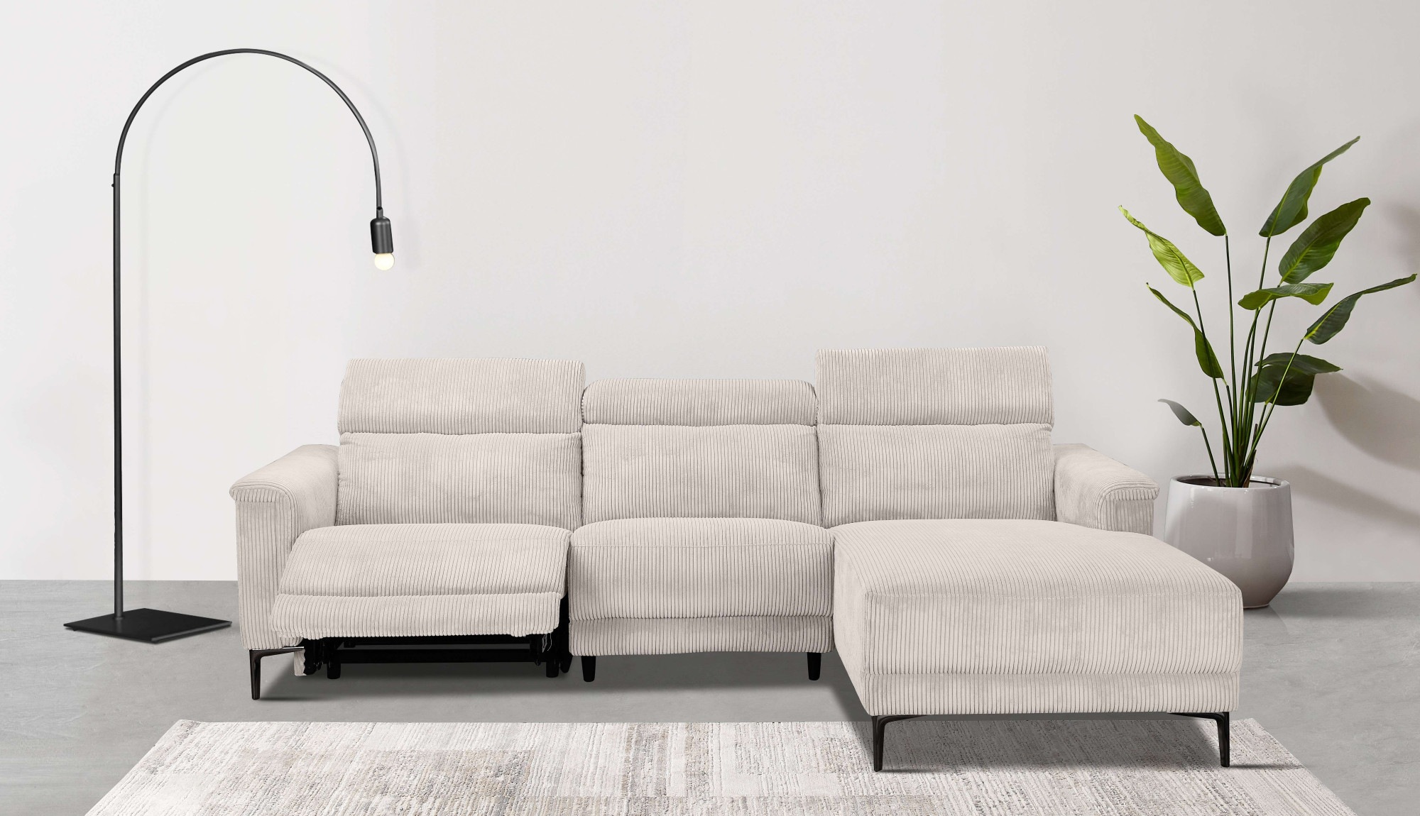 Home affaire Ecksofa »LUND Cord, L-Form, 261 cm, man. o. elektr. Relaxfunkt günstig online kaufen