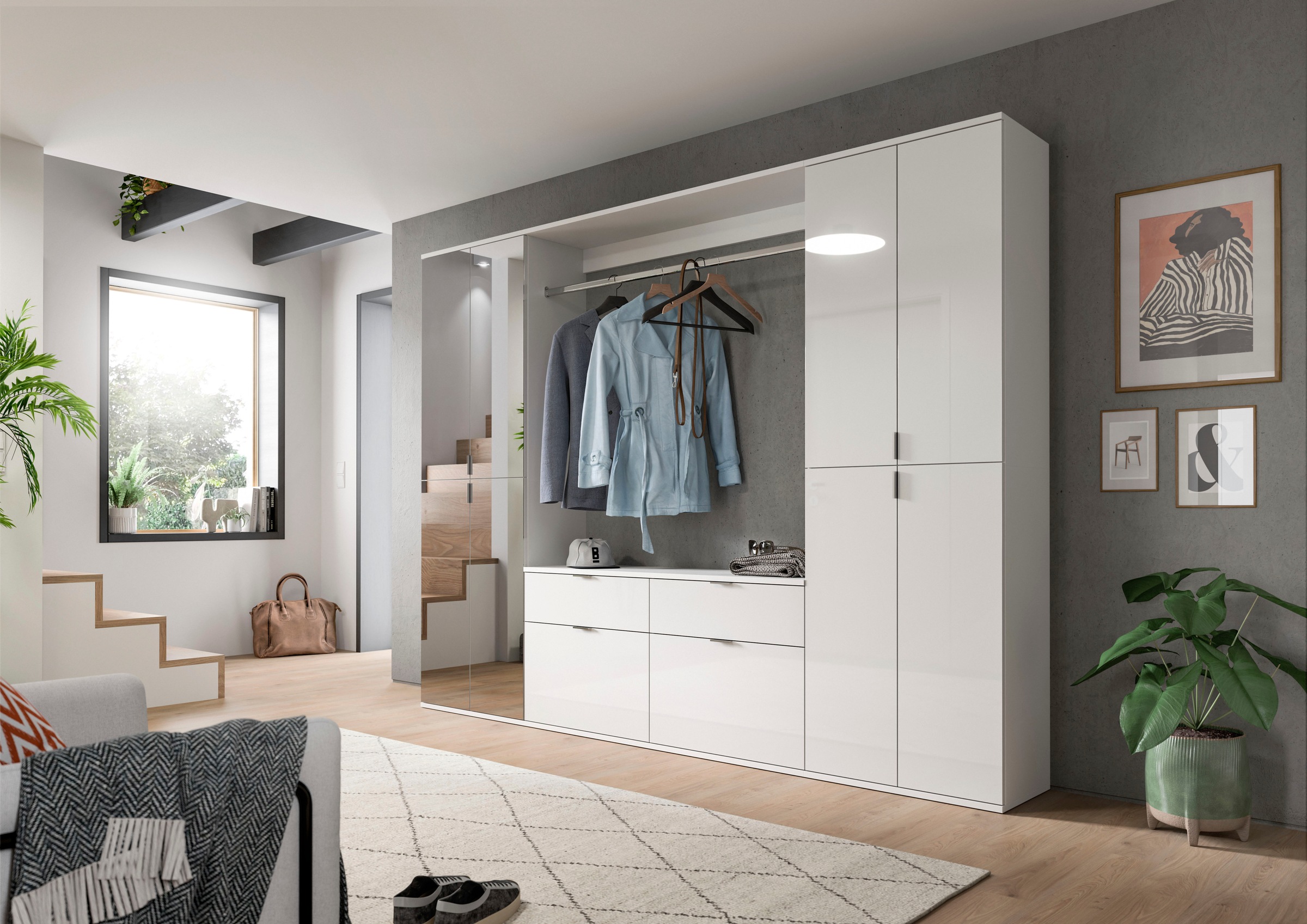 INOSIGN Schuhschrank »Trondheim, Höhe 193 cm, 4 Spiegeltüren, 9 Fächer, 7 E günstig online kaufen