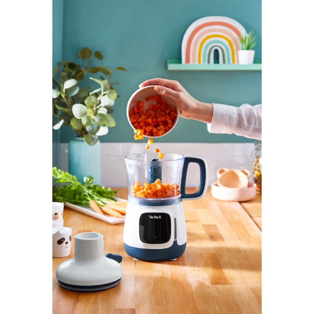 Tefal Stabmixer »HB55W4 Yummy Gourmet Babynahrungszubereiter«, 600 W, inkl. Stabmixer, Spatel, Messbecher, Keramikvorratsbehälter,Rezeptbuch