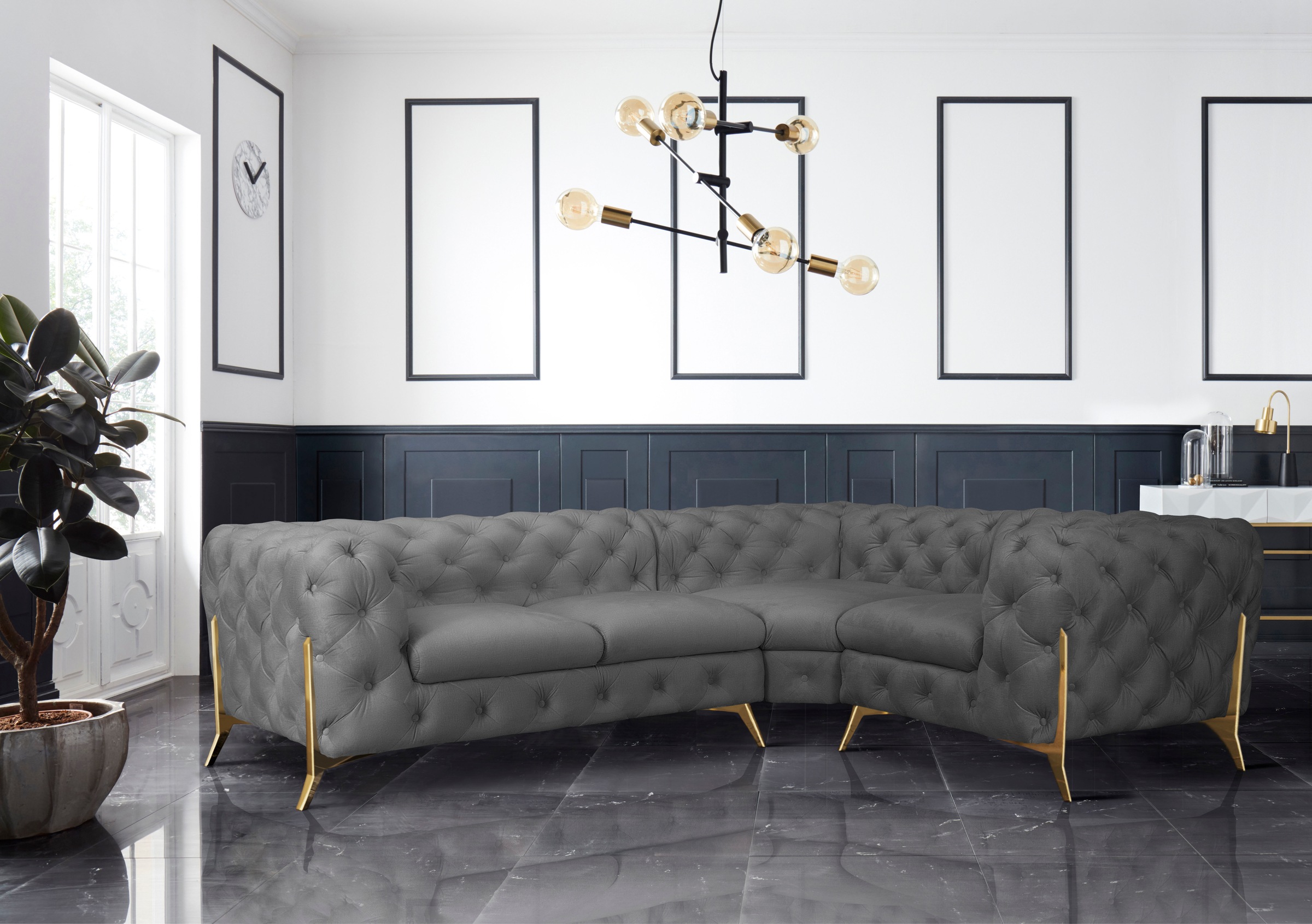 Home affaire Chesterfield-Sofa "Amaury L-Form" moderne Chersterfield-Optik, günstig online kaufen