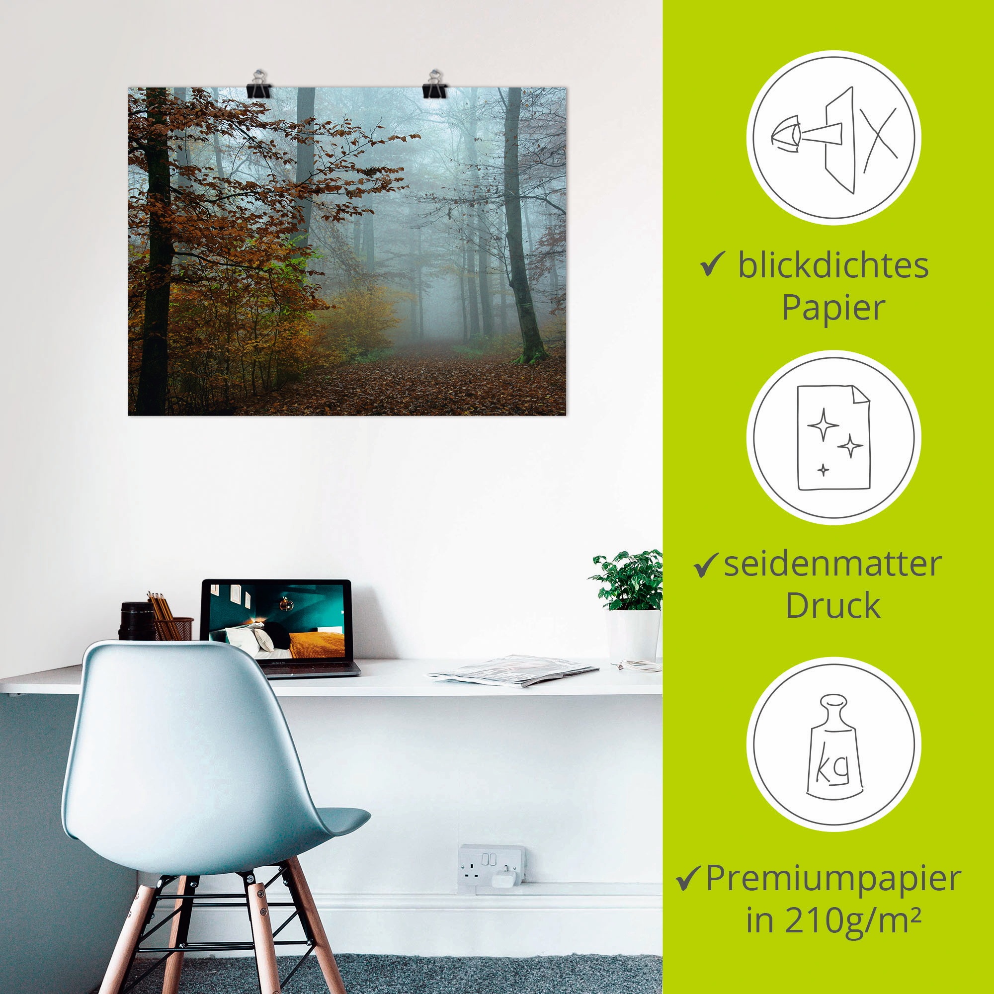 Artland Wandbild »Nebel im Herbstwald«, Wald, (1 St.), als Leinwandbild, Poster, Wandaufkleber in verschied. Größen