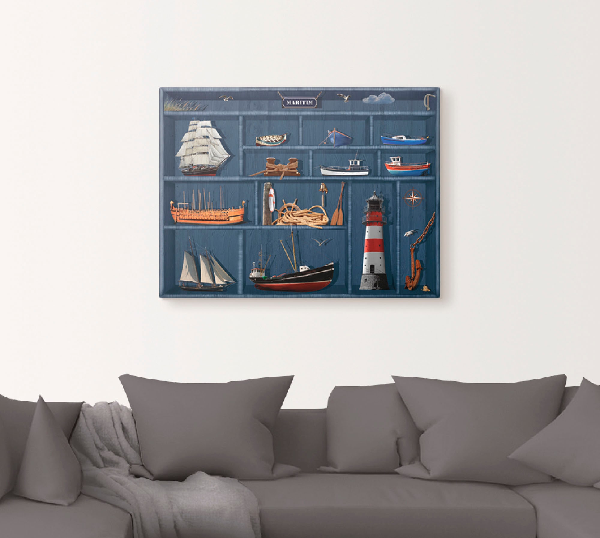 Artland Wandbild »Der maritime Setzkasten«, Arrangements, (1 St.), als Leinwandbild, Poster, Wandaufkleber in verschied. Größen