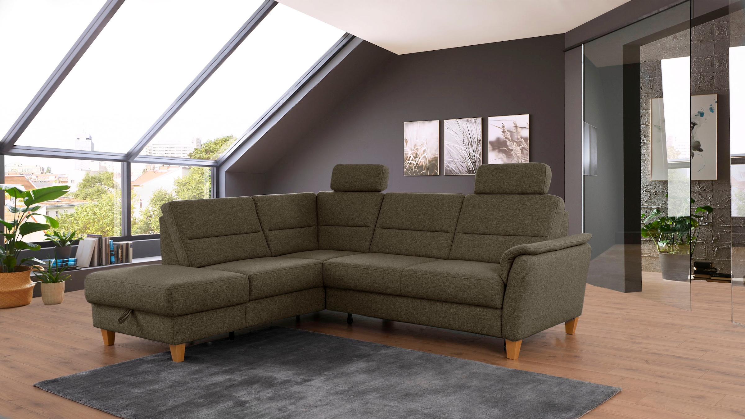 Home affaire Ecksofa »Palmera L-Form, B: 236 cm« optional Bettfunktion & Be günstig online kaufen