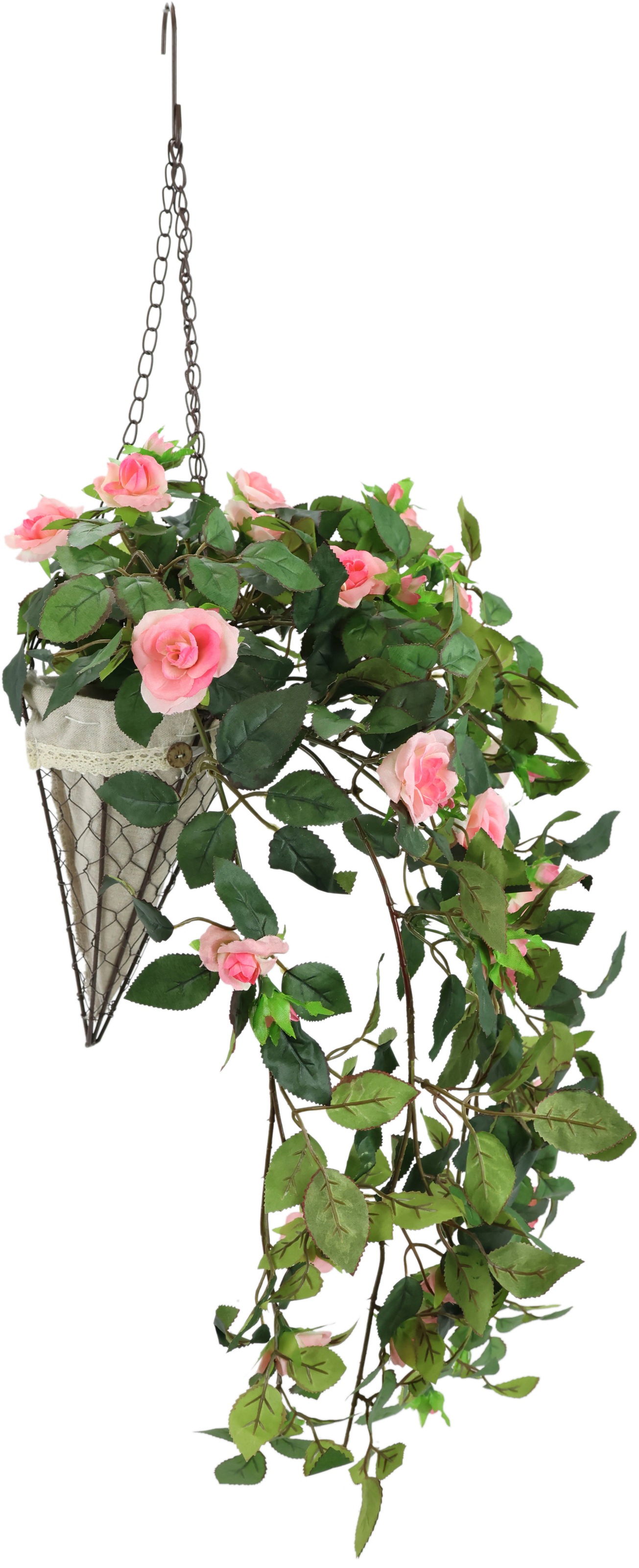 I.GE.A. Kunstpflanze »Künstlicher Rosenbusch im Korb«, Rosen Deko Kunstblumen Seidenblumen Blumen Blumengirlande Rosenranke