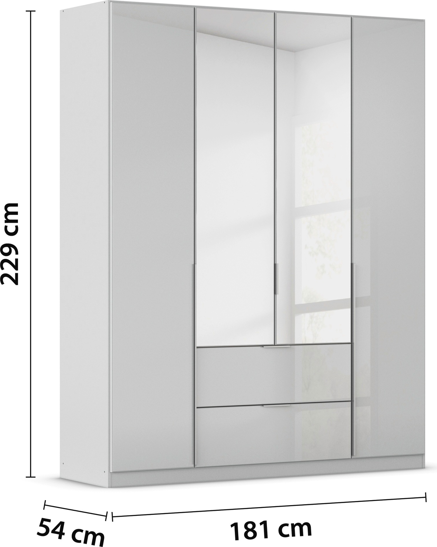 rauch Drehtürenschrank »Kleiderschrank Kleiderschränke Schrank Garderobe AGORDO mit Glasfront«, (in zwei Griff-Farben mit Glasfront), mit Außenschubkästen, in 6 Breiten und 2 Höhen MADE IN GERMANY