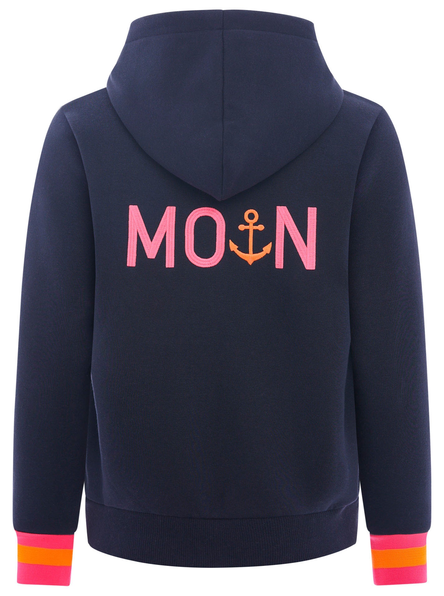 Zwillingsherz Sweatjacke, mit gesticktem "Moin" und neonfarbenen Details