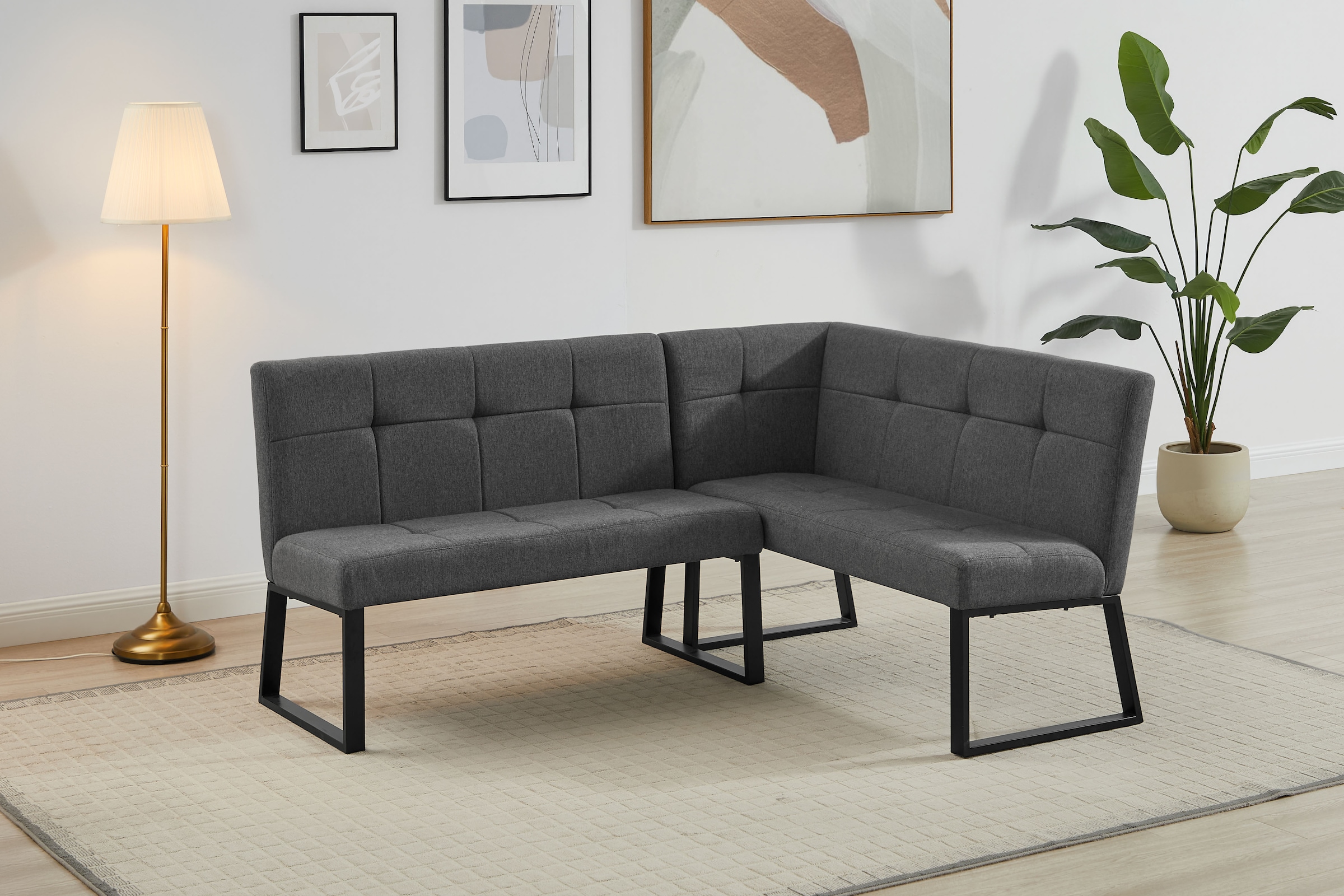 OTTO home Eckbankgruppe »Geranie, Sitzgruppe, Eckbank links und rechts montierbar« Set, Gruppe bestehend aus Eckbank, Esstisch 120 cm, zwei Freischwinger, 4 Stk. tlg. Eckbank wahlweise links und rechts montierbar