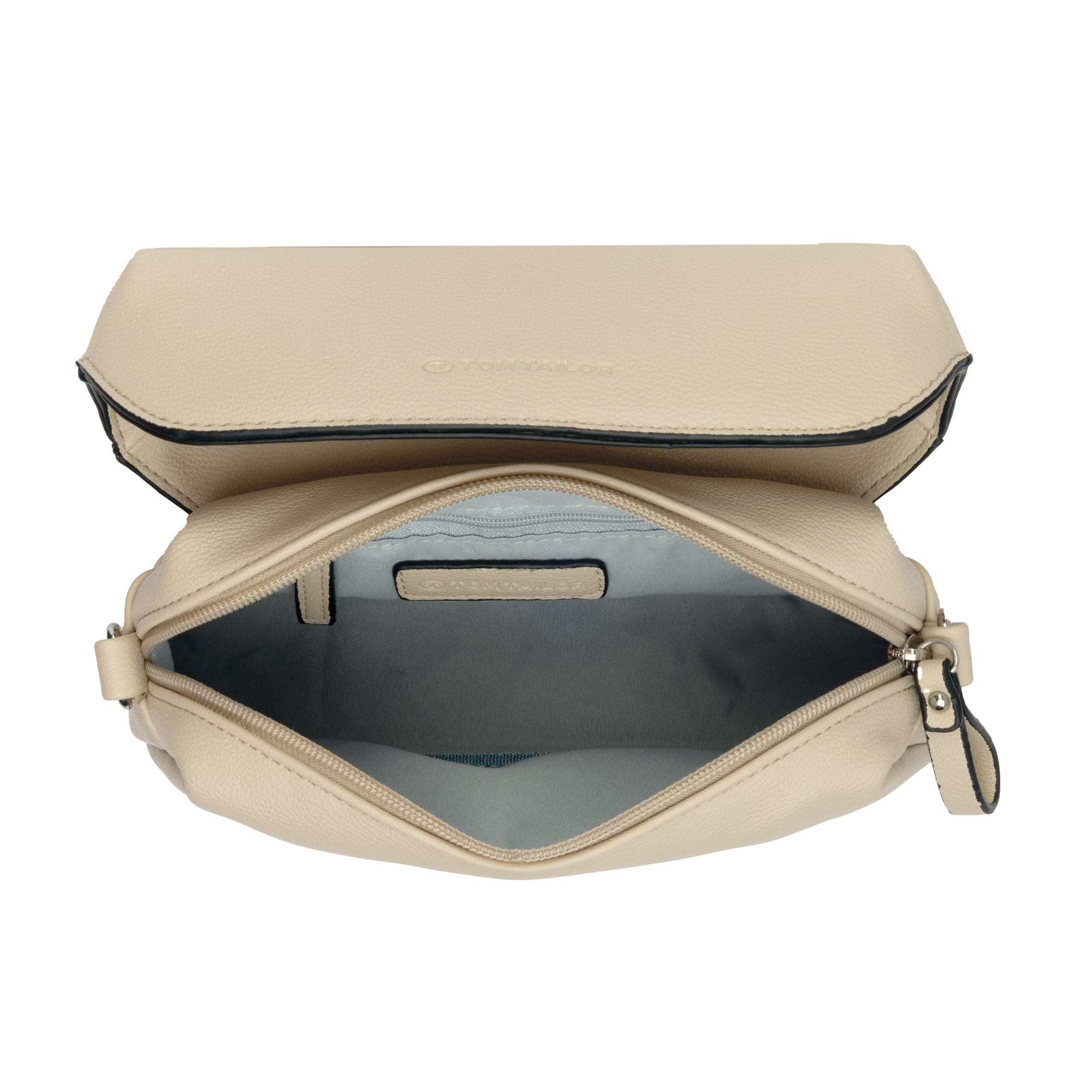 TOM TAILOR Handtasche »Chrissi« aus weichem Lederimitat mit breitem karierten Gewebeband