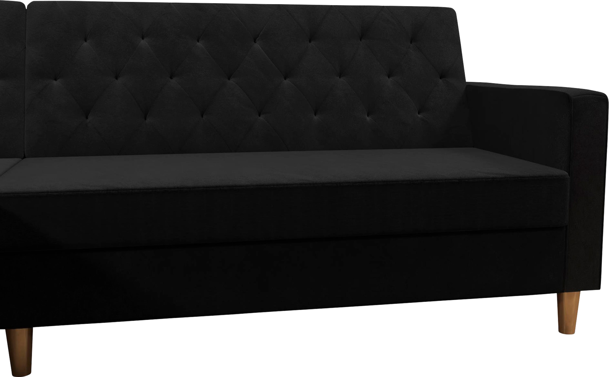 Cosmo Living Ecksofa »Liberty«, mit Schlafffunktion, Recamiere mit Stauraum beidseitig montierbar