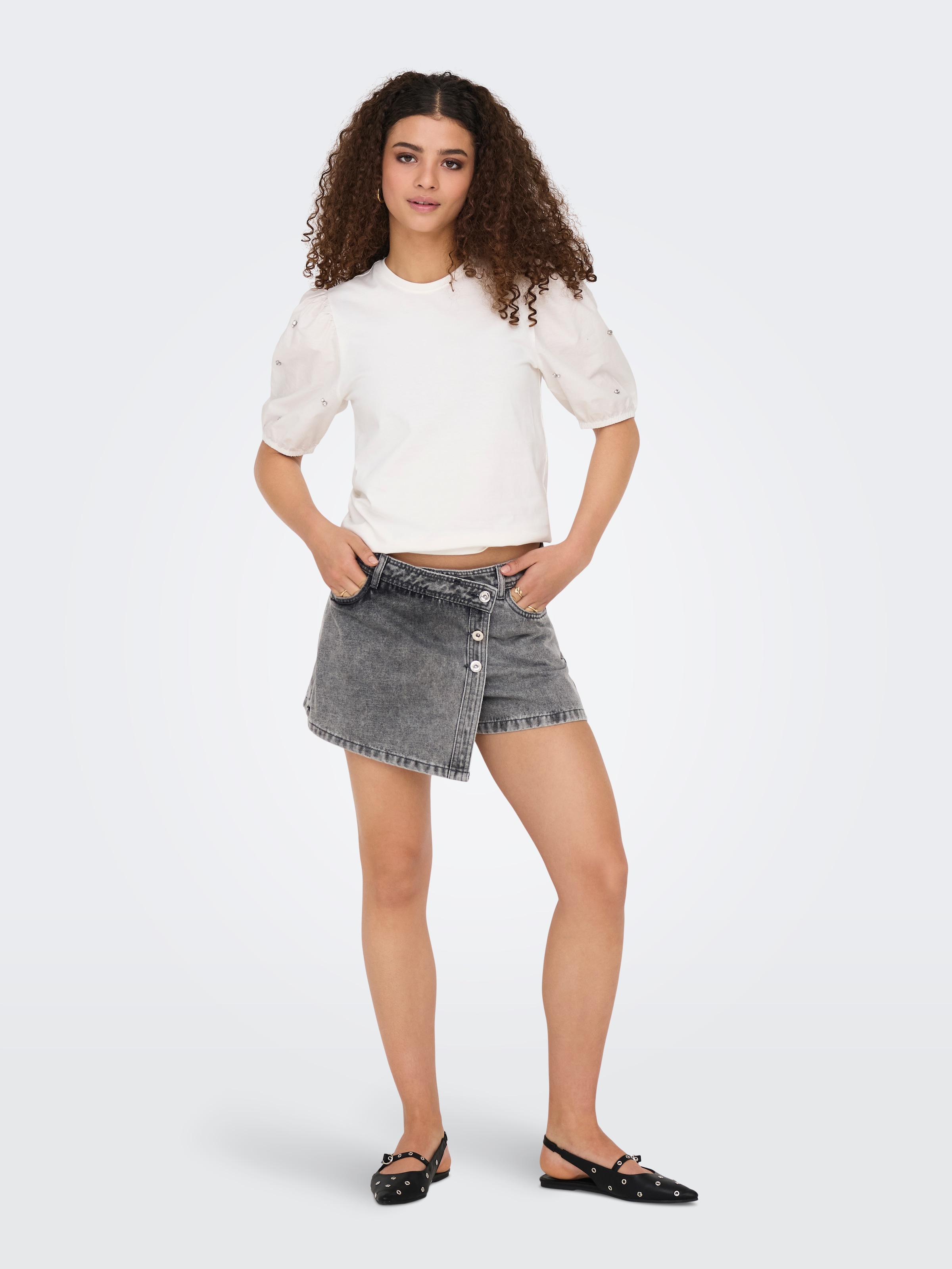 ONLY Jeansshorts »ONLLESLY REG LB DNM SKORT BJ NOOS« Baumwolle, Regular Waist, Hosenrock