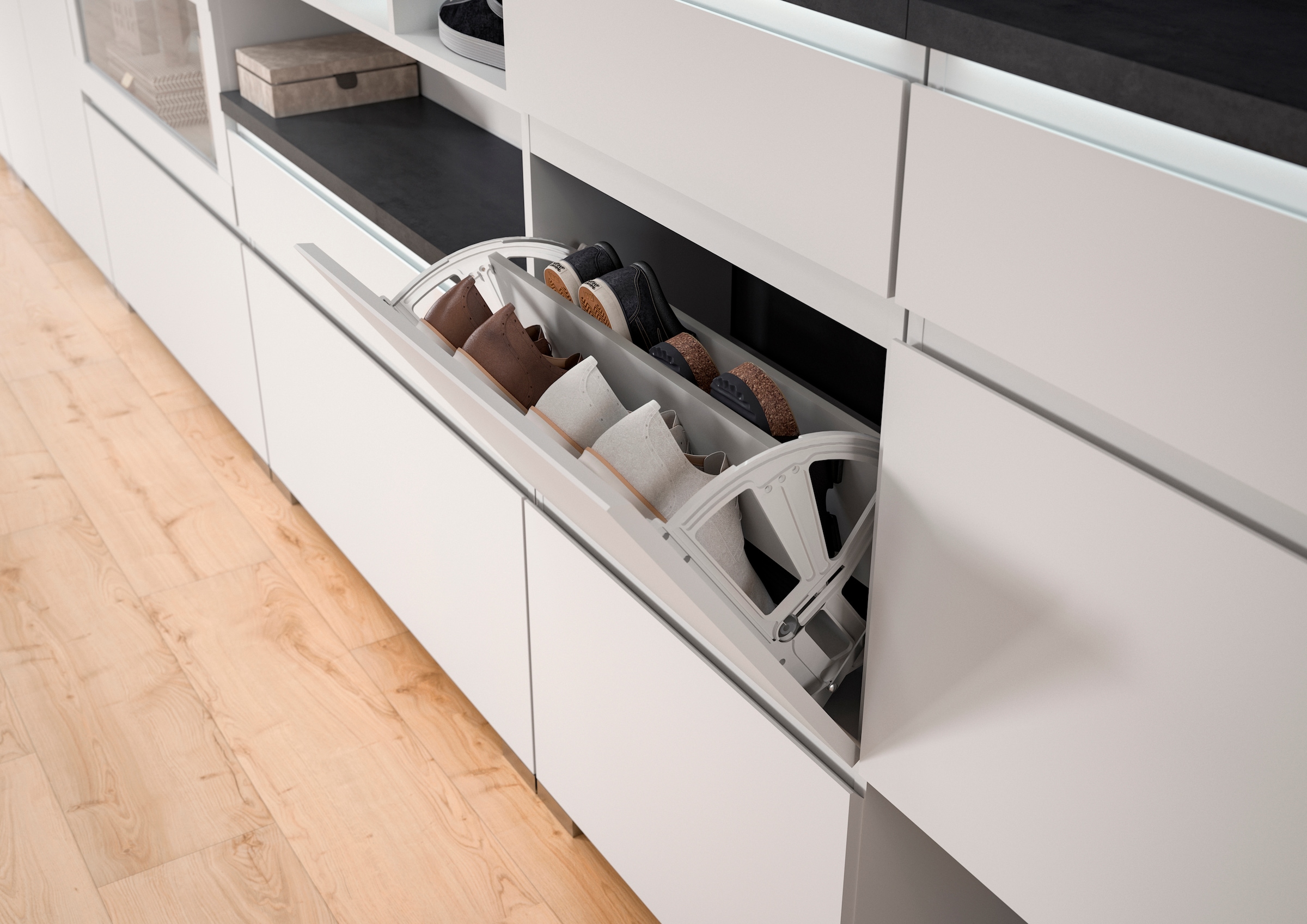 INOSIGN Schuhschrank »Skoskap, Tiefe 18cm, 2 Klappen mit Schuhwalze, Platz für 6 Schuhpaare«, hängend und stehend montierbar, Schuhkipper, Schuhkommode, Schuhregal