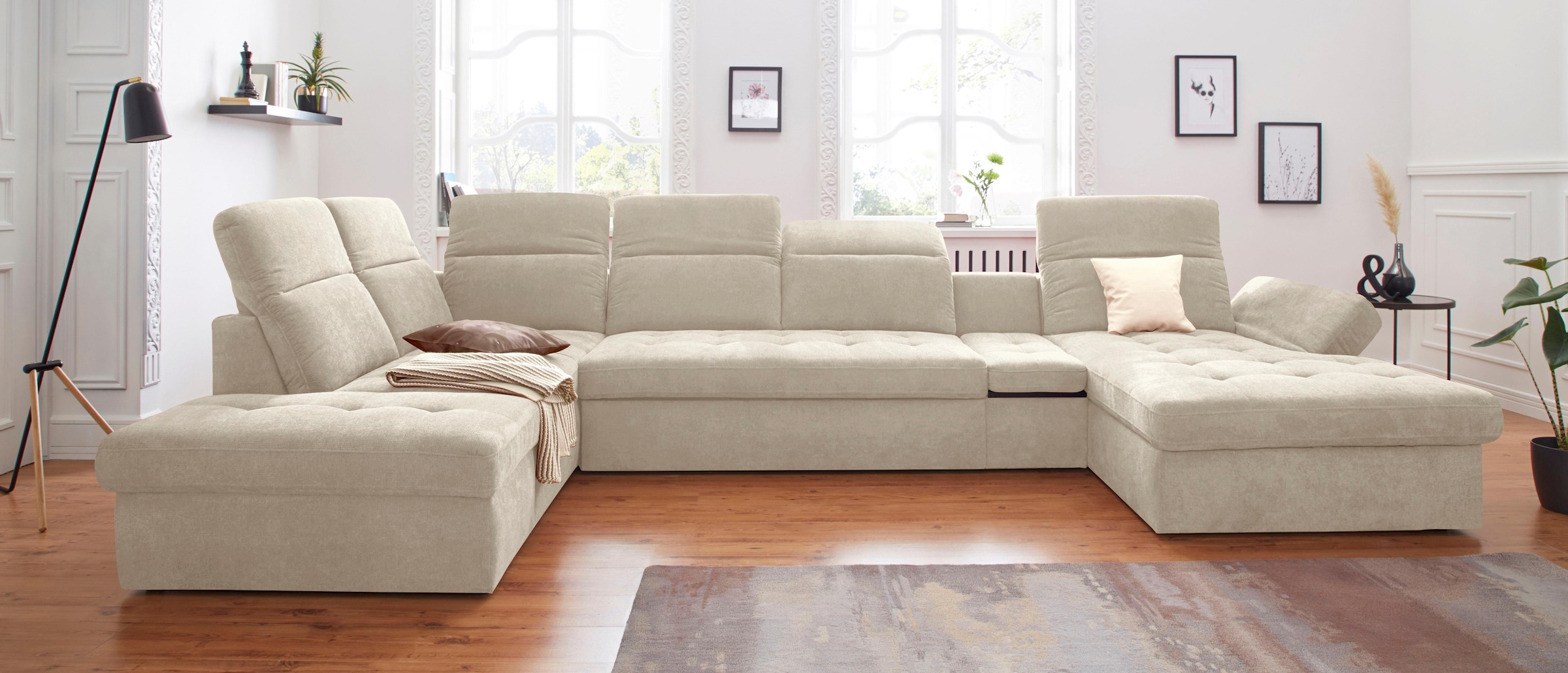 sit&more Wohnlandschaft »Stardust U-Form«, inklusive Kopfteilverstellung, Armlehnenfunktion und Tischelement
