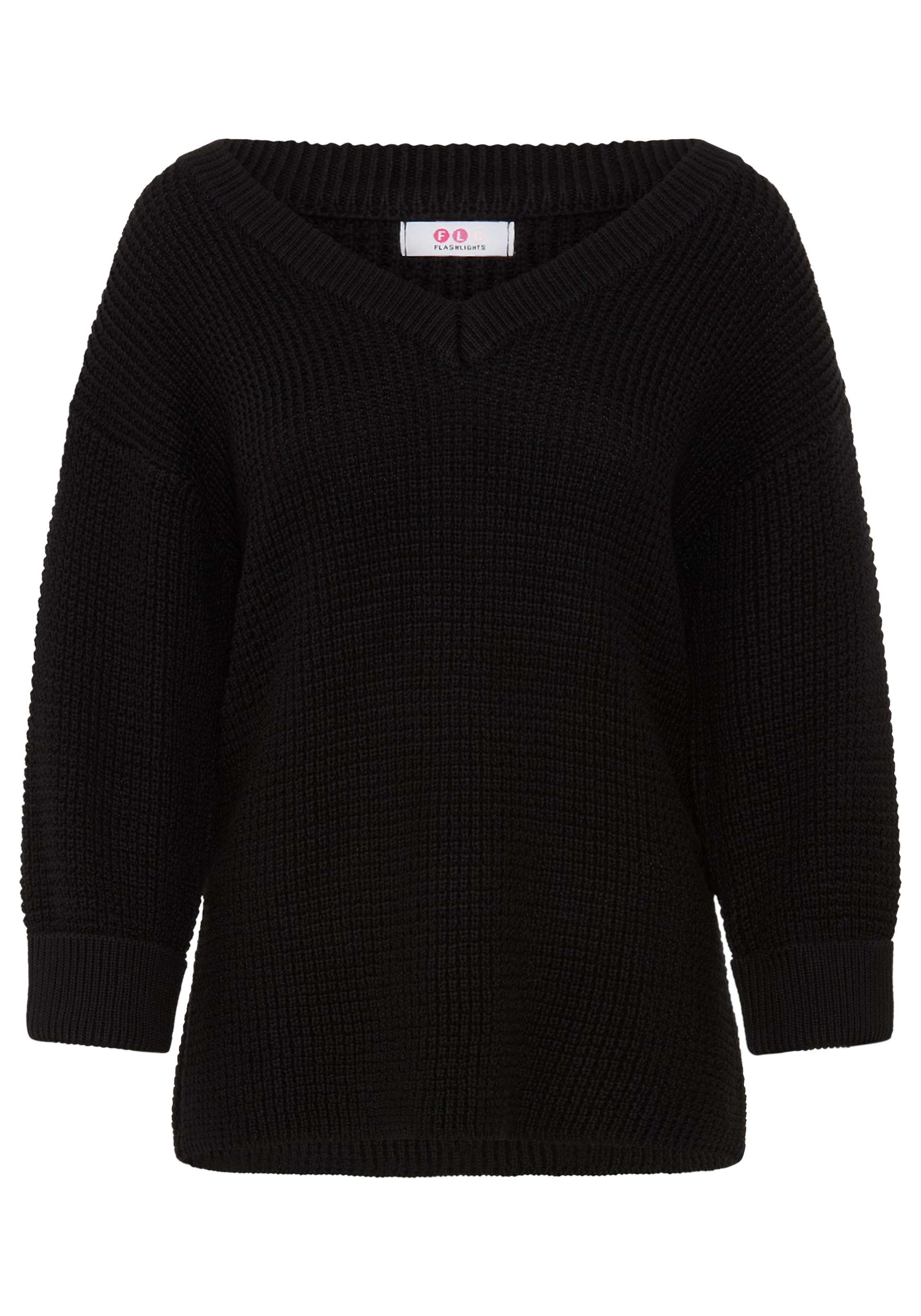 Flashlights V-Ausschnitt-Pullover bequem geschnitten mit 3/4 Ärmeln