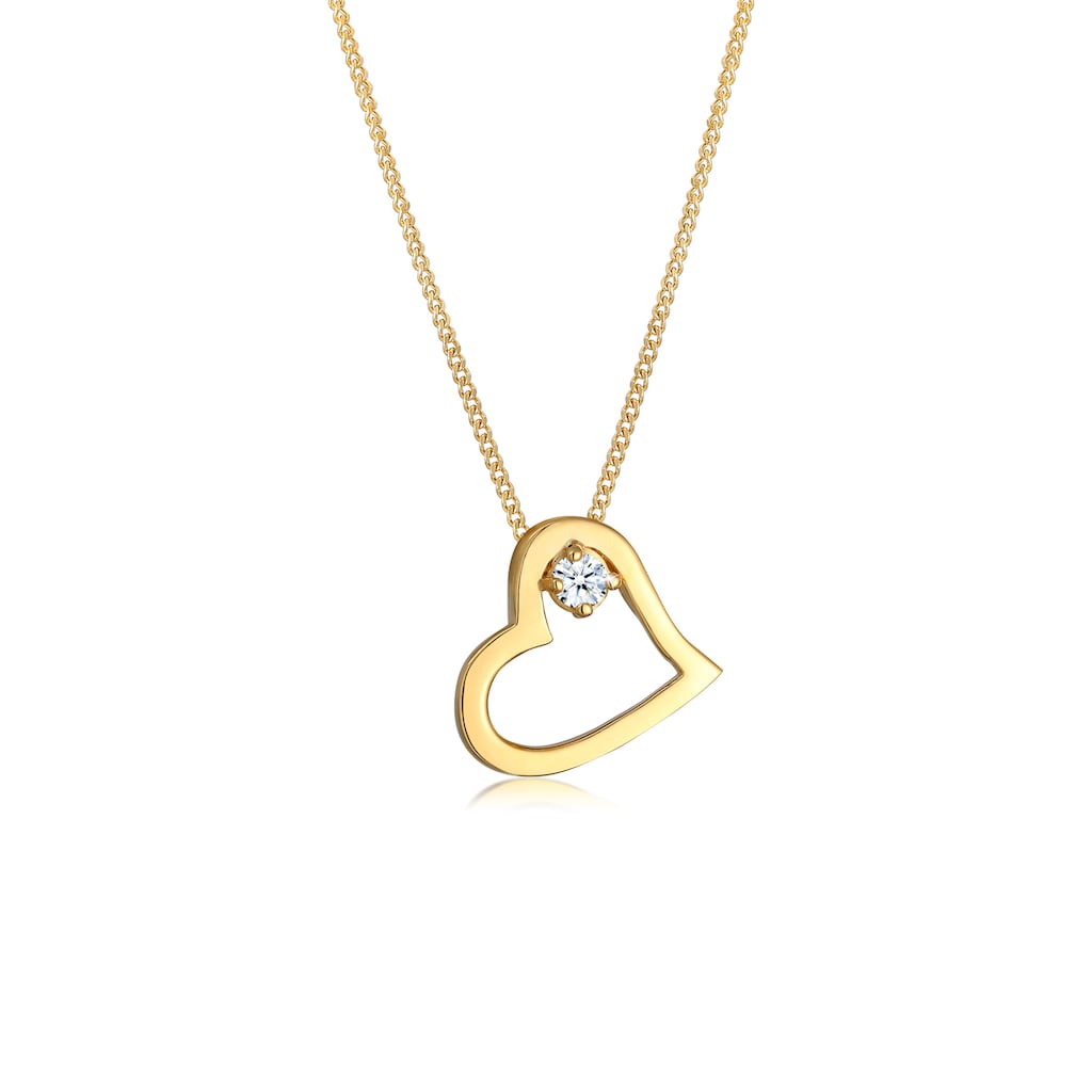 Elli DIAMONDS Collierkettchen »Herz Verbunden Diamant (0.03ct) 585 Gelbgold«