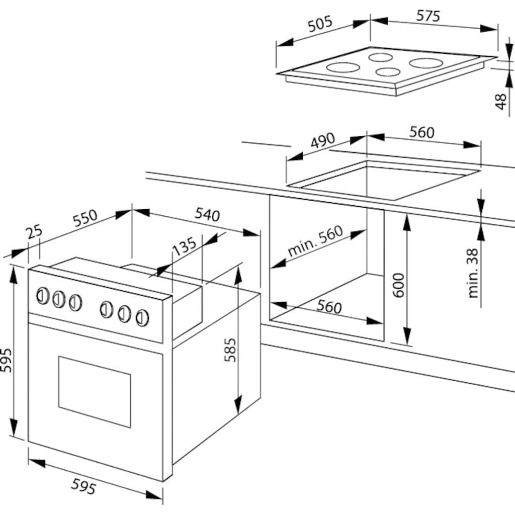 Amica Induktions Herd-Set »EHI 935 611 E«, EHI 935 611 E, mit Teleskopauszug nachrüstbar, Simple Steam Reinigungsfunktion