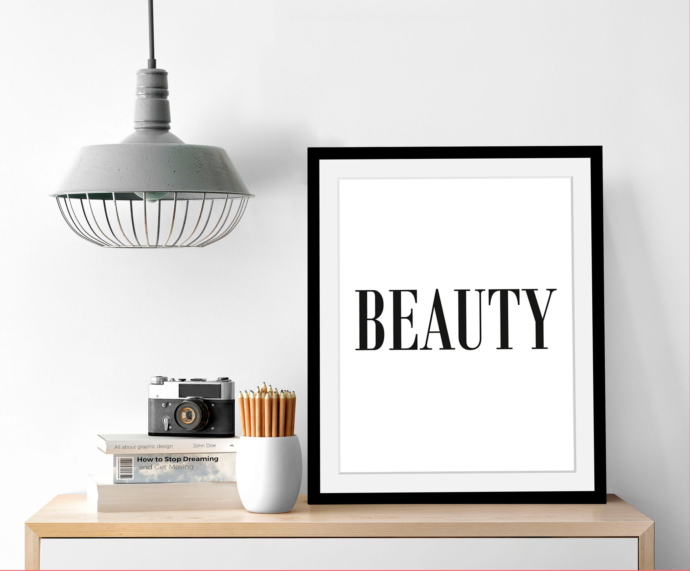queence Bild »Beauty«, Schwarz-Weiß-Schriftzug-Motivationsbilder-Humor, HD günstig online kaufen