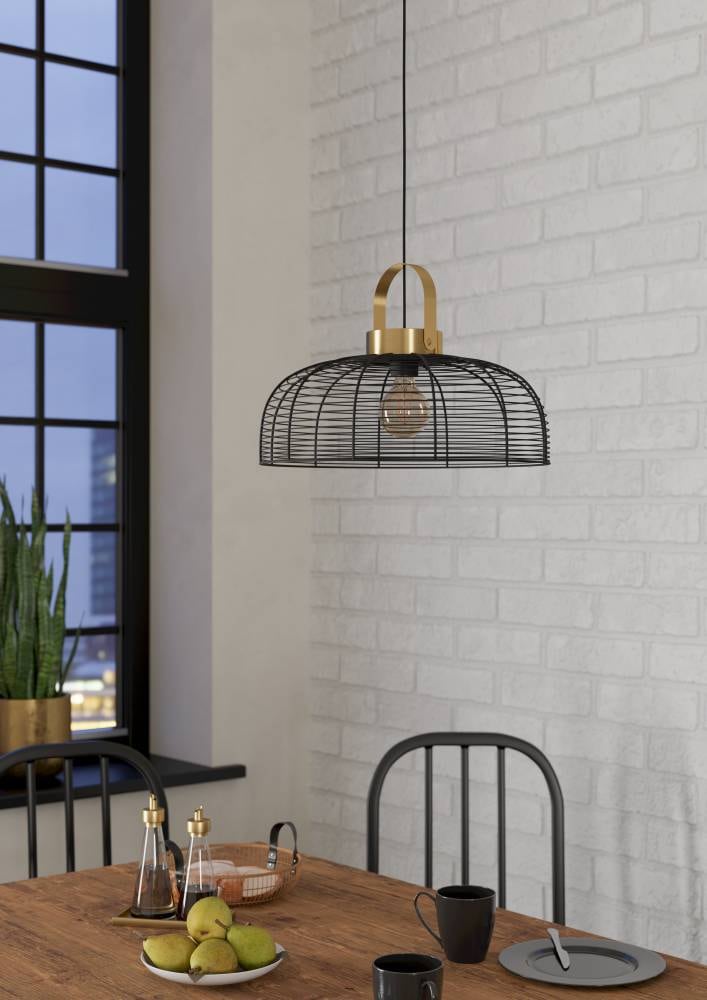 EGLO Hängeleuchte »ROUNDHAM«, 1 flammig, Leuchtmittel E27 | ohne Leuchtmittel, Pendelleuchte, Esszimmerlampe Industrial, Metall in Schwarz, Ø 45cm