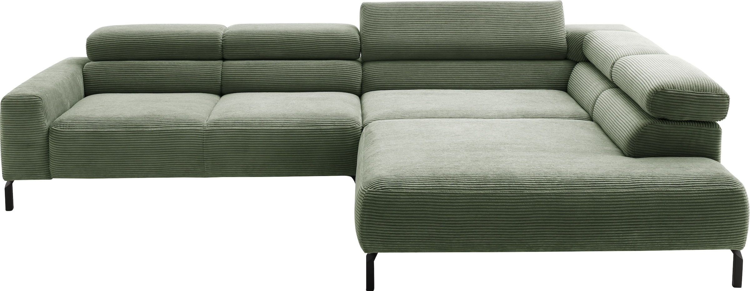 Home affaire Ecksofa »Antonelli, L-Form,  inkl. Kopfteilverstellung, Breite 312 cm« ohne Sitztiefenverstellung, in Cord, oliv