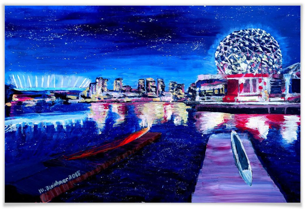(1 Poster, »Blau Stadt, St.), bestellen Wandposter Wandbild, bei Nacht«, Vancouver online Poster Wall-Art Bild, Himmel