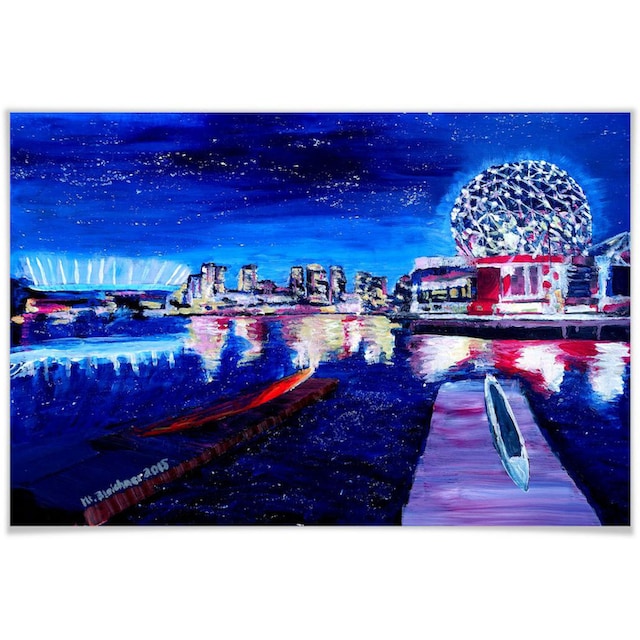 Wall-Art Poster »Blau Himmel Vancouver bei Nacht«, Stadt, (1 St.), Poster,  Wandbild, Bild, Wandposter online bestellen