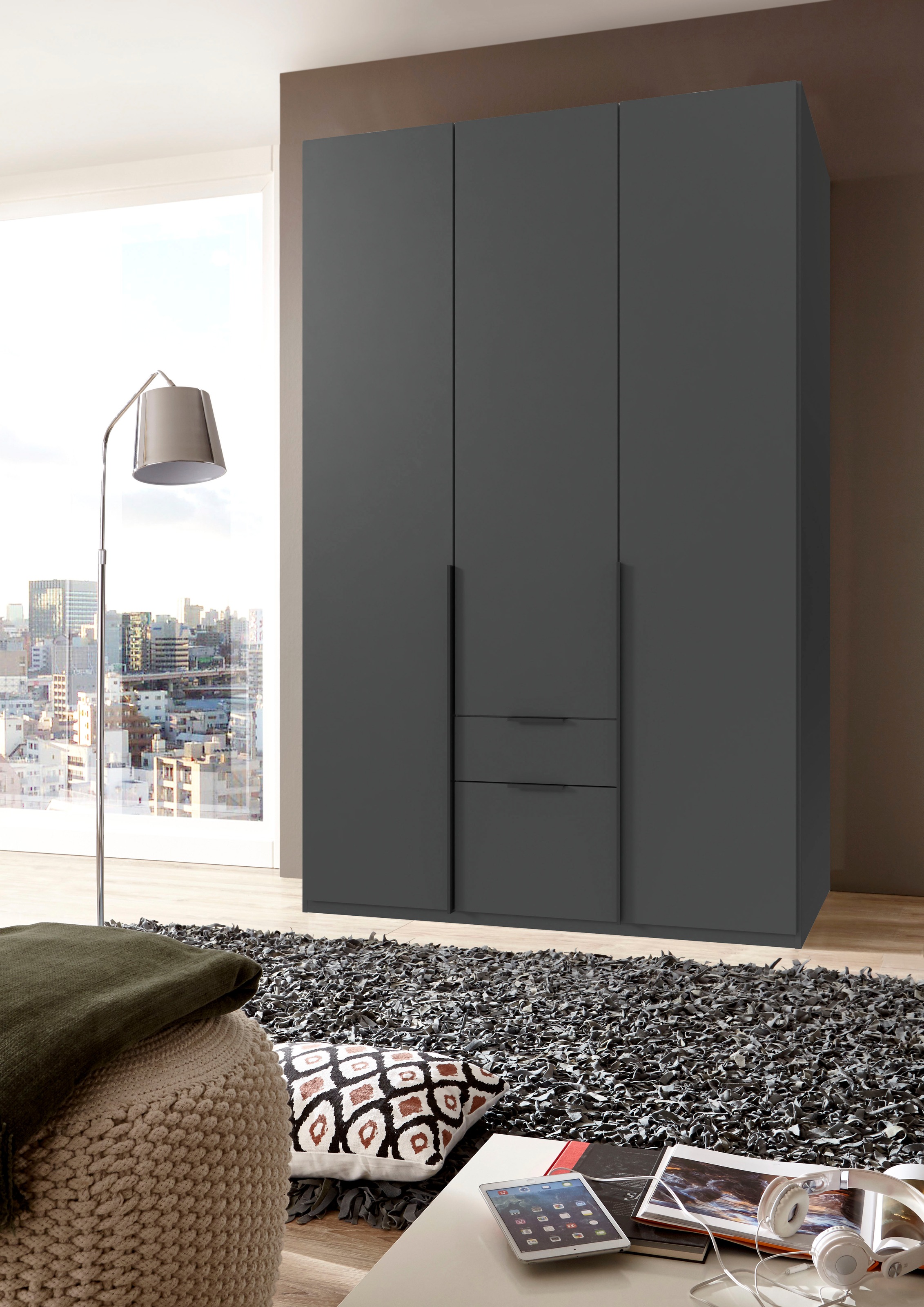 Wimex Drehtürenschrank »Mugano, 135 oder 180cm breit, 208 oder 236cm hoch, Made in Germany«, (mit langen oder kurzen Griffen aus Metall), wahlweise mit oder ohne Spiegel, mit Schubladen