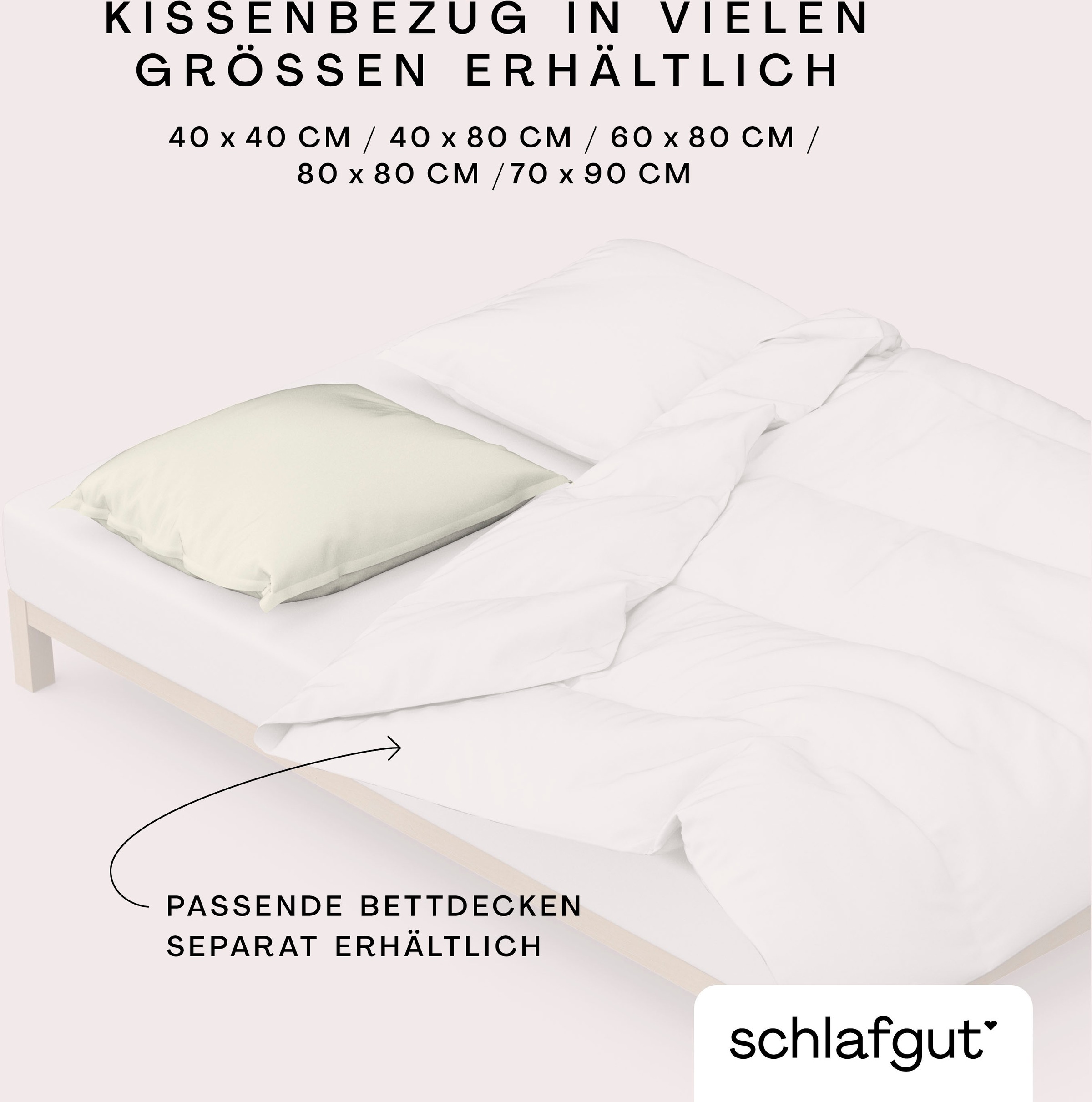 Schlafgut Kissenbezug »Knitted Jersey aus Bio-Baumwolle mit Elasthan, bügelfrei,«, (1 St.), besonders fein gestrickt, Kissenhülle mit farbigem Reißverschluss