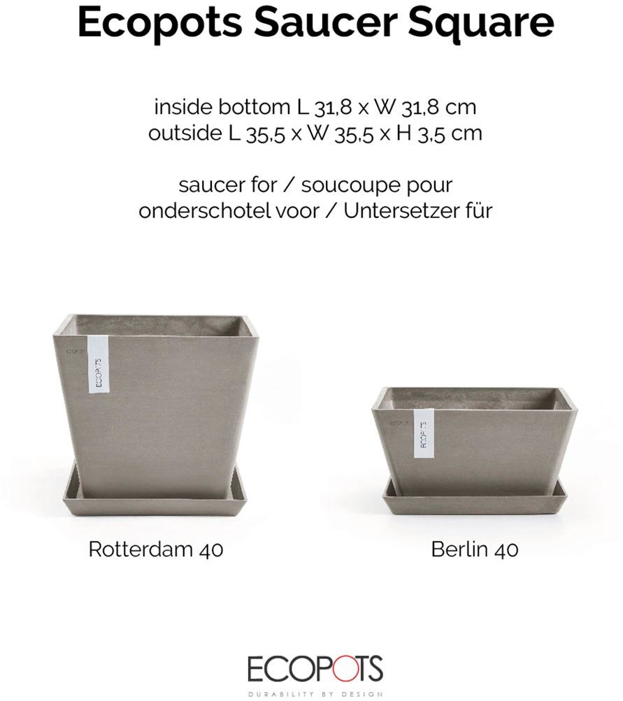 ECOPOTS Blumentopfuntersetzer »ROUND SAUCER Taupe« BxTxH: 35,5x35,5x3,5 cm