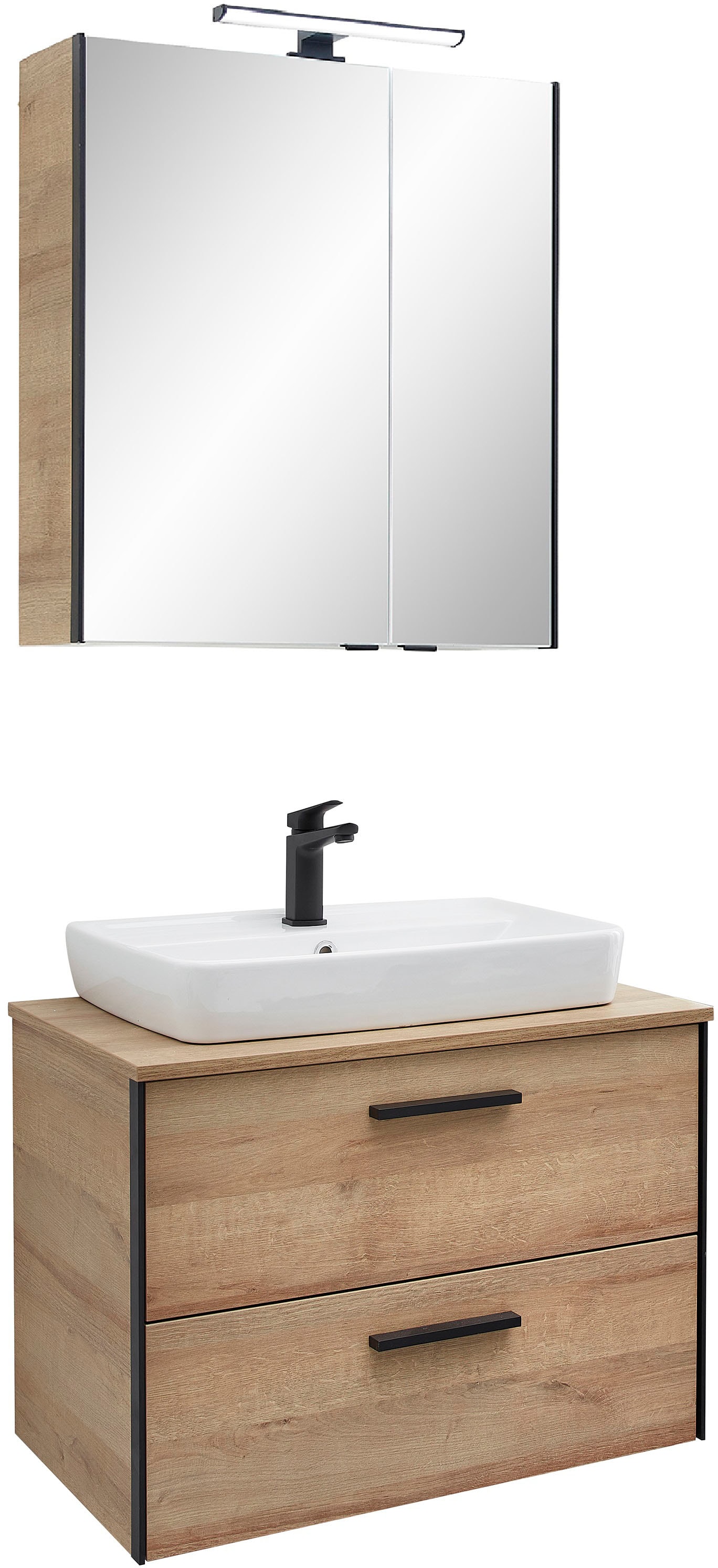 Saphir Badmöbel-Set »Quickset 395 2-teilig, Keramik-Aufsatzbecken mit LED-S günstig online kaufen