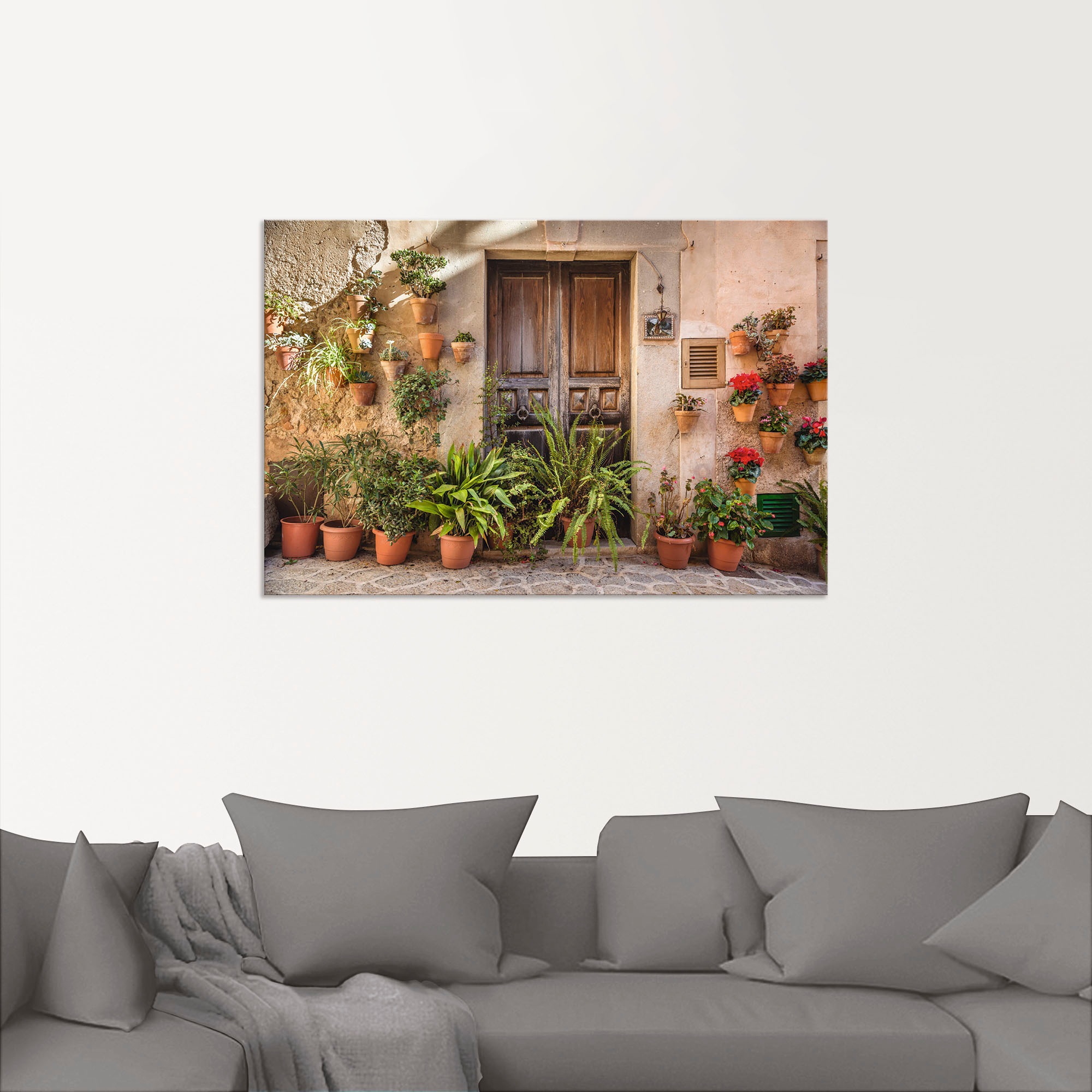 Artland Wandbild »Altstadtgasse Mallorca, Spanien«, Pflanzenbilder, (1 St.), als Alubild, Outdoorbild, Leinwandbild, Poster, Wandaufkleber