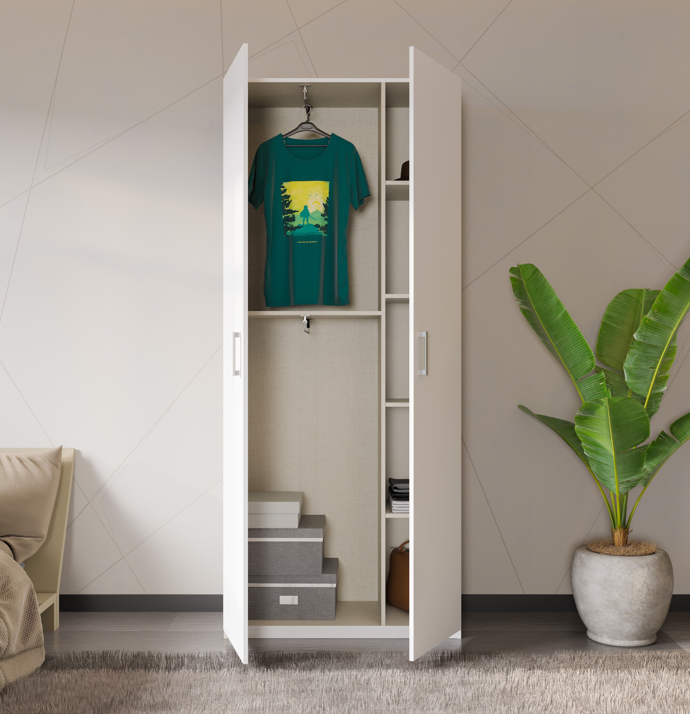 FORTE Drehtürenschrank B/H/T 88,9/210,5/42 cm, stehende Montage