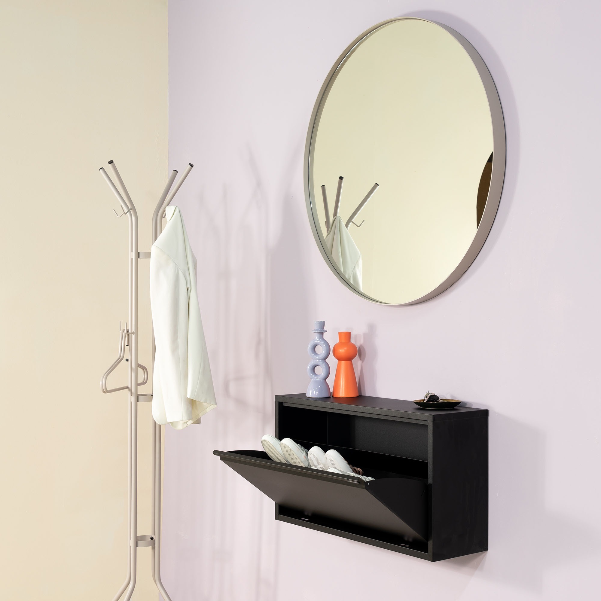 SPINDER DESIGN Garderobenständer »Jessy« Platzsparender Garderobenständer aus Stahl, 8 Haken & Schirmständer Silky Taupe