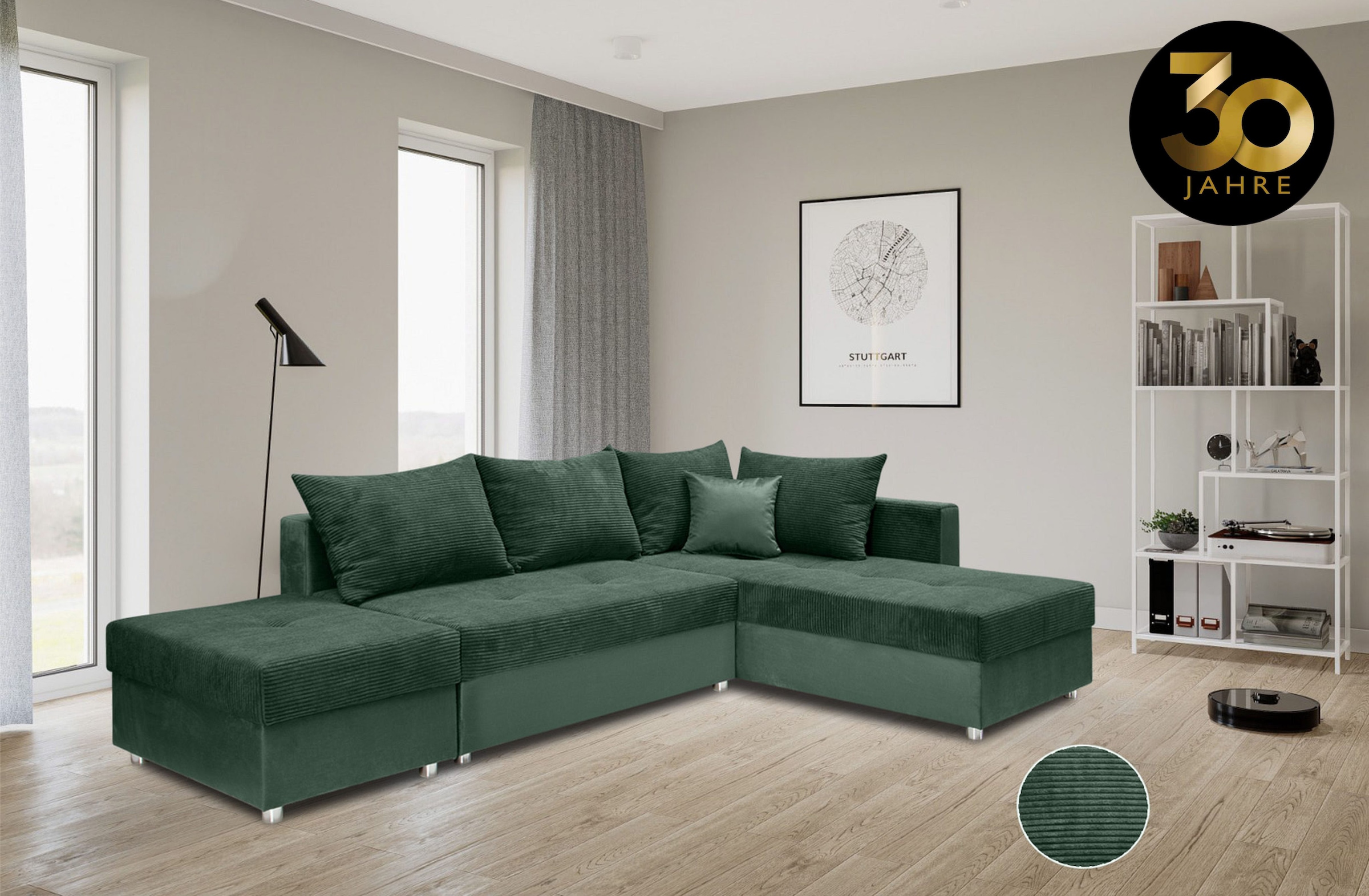 COLLECTION AB Ecksofa »Italia L-Form«, mit Bettfunktion und Bettkasten, in Cord-Samt Mix