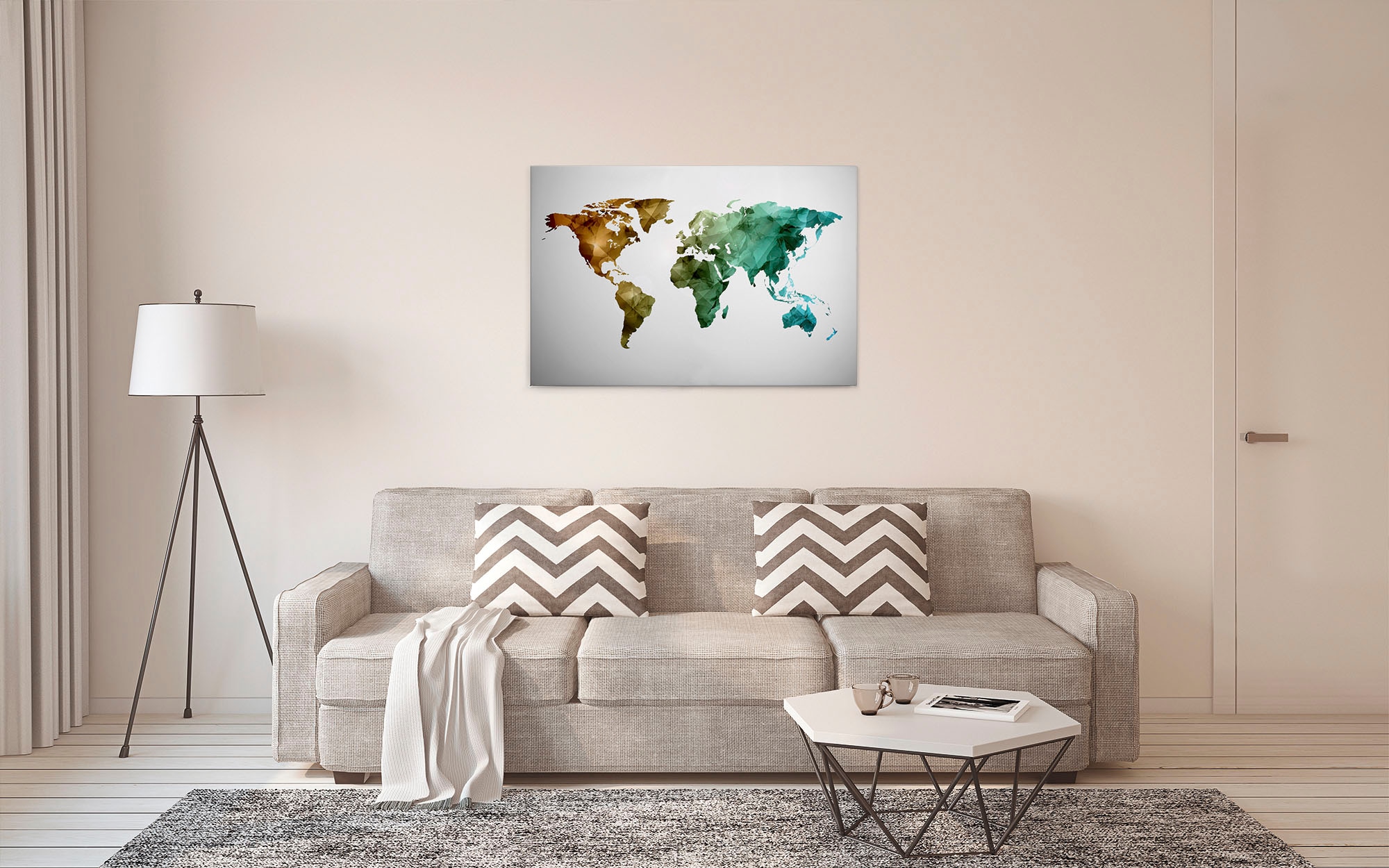 A.S. Création Leinwandbild »World Graphic«, Kunst-Weltkarte-Kinder, (1 St.), Atlas Weltkarte Bunt Aquarell Keilrahmen Leinwand-Bild Wohnzimmer Wand