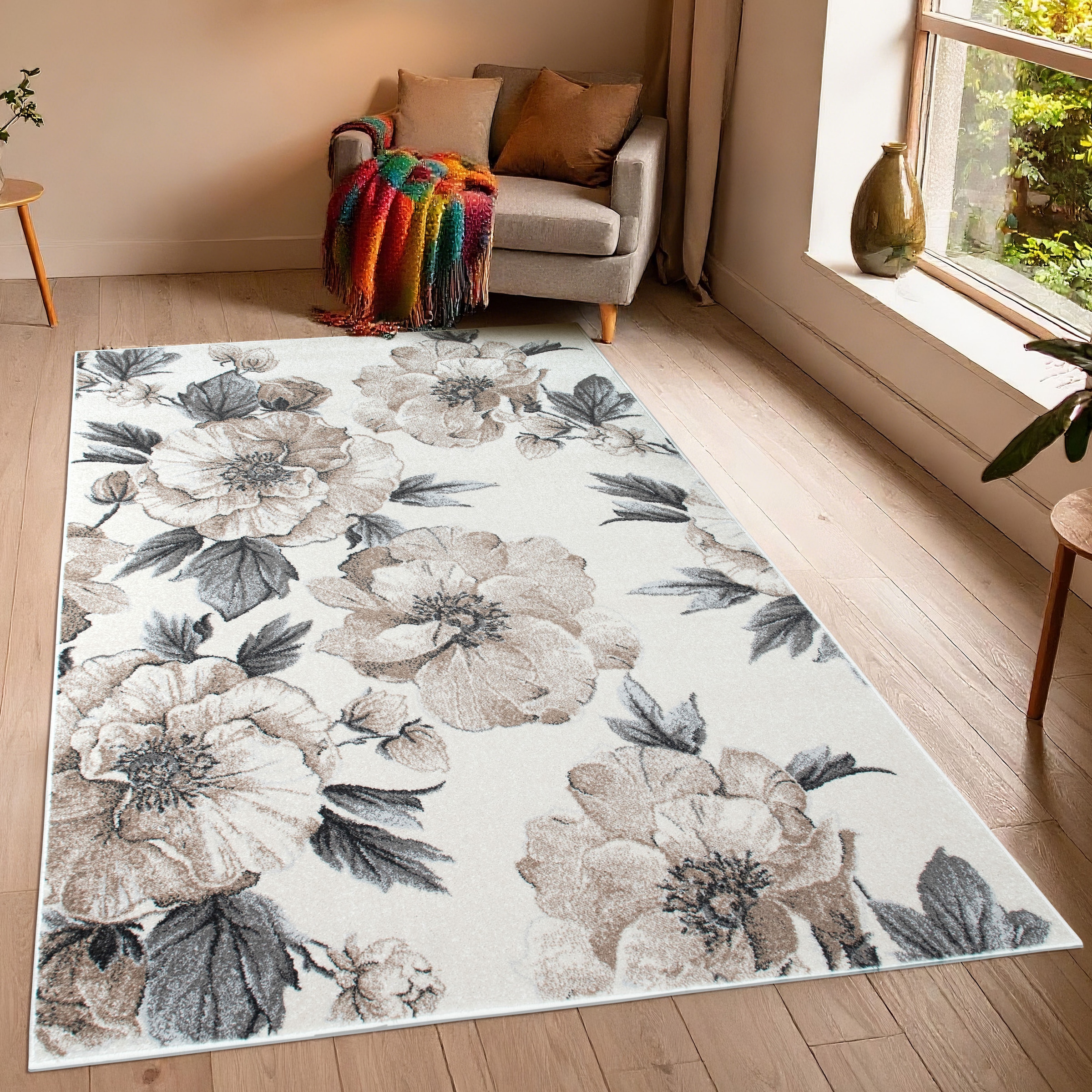 OTTO home Teppich »Florent, Blumen Design, Vintage« rechteckig 9 mm Höhe Floral, detailreiche Blüten, Botanical, elegant, Wohnzimmer