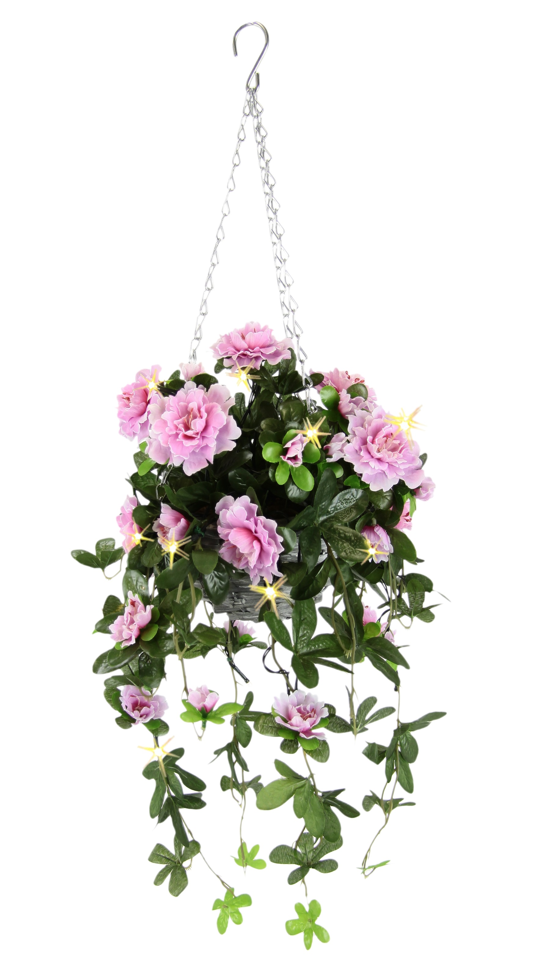 I.GE.A. Kunstblume »Künstliche Blume 'Bougainvillea' mit LED-Girlande 75cm Hängeampel« Kunstpflanze Schmetterlingsflieder Balkonpflanze Deko Party Hochzeit